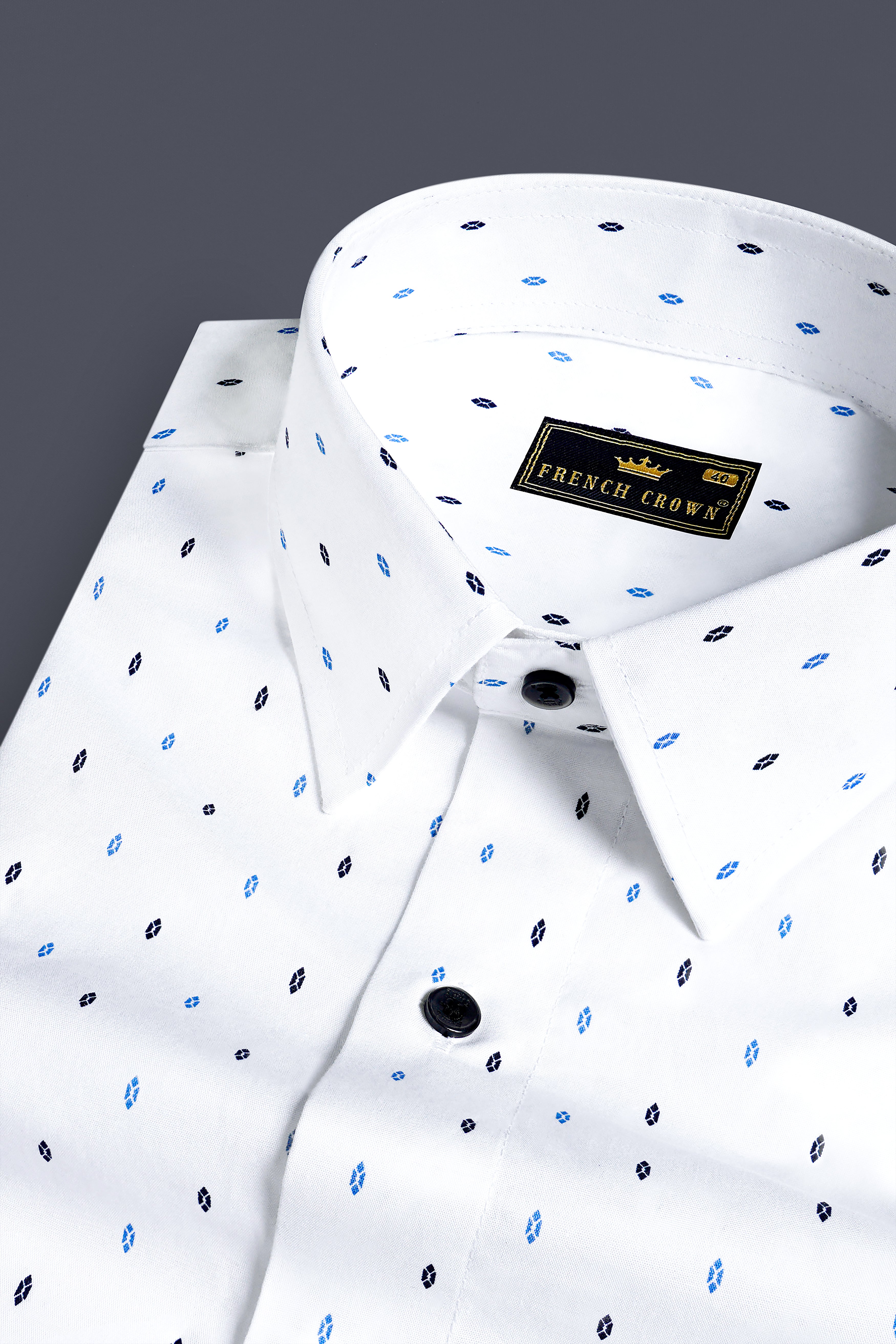 Bright White Printed Premium Cotton Shirt