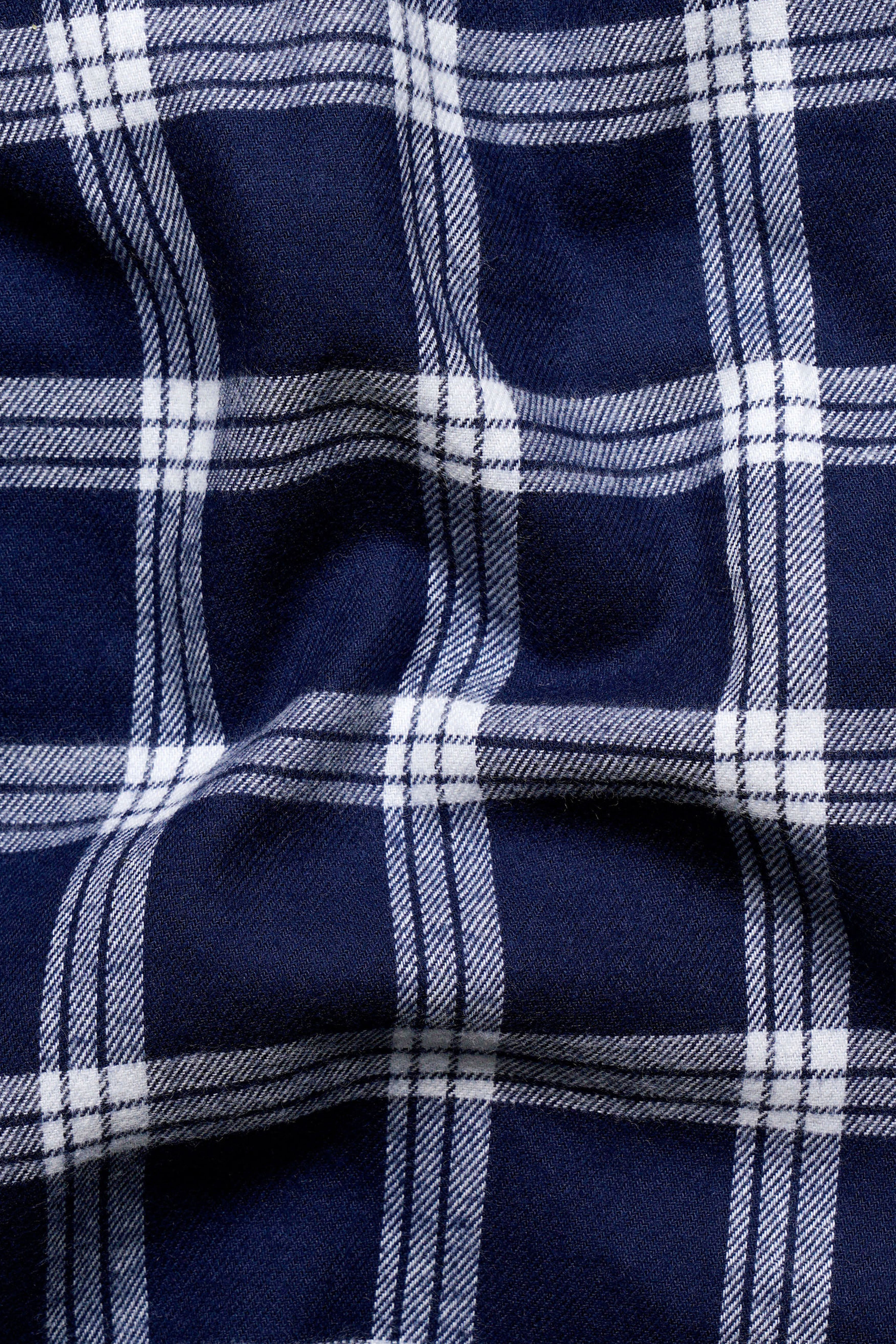 Stratos Blue and White Plaid Flannel Overshirt