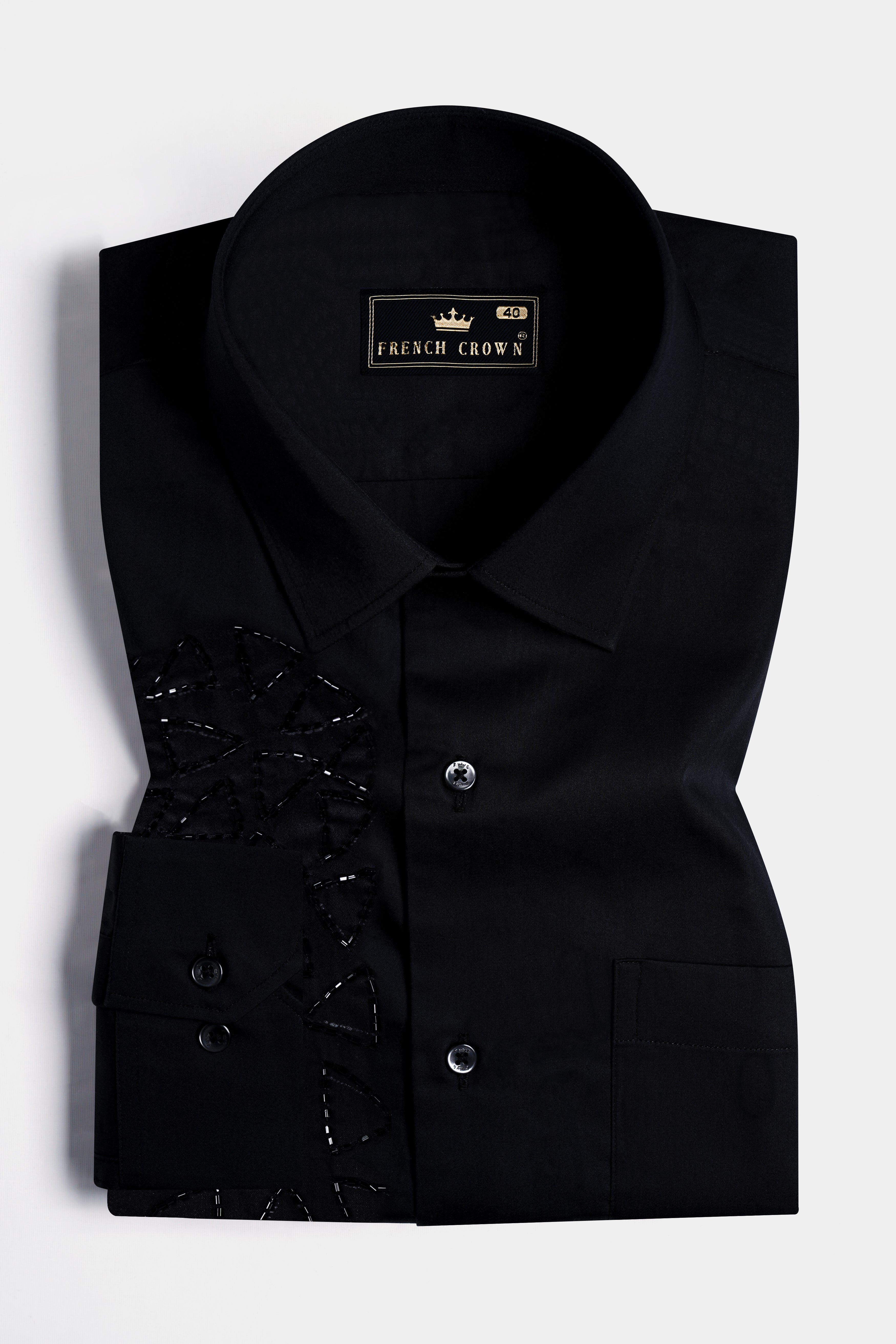 Jade Black Khatli Work Super Soft Premium Cotton Designer Shirt