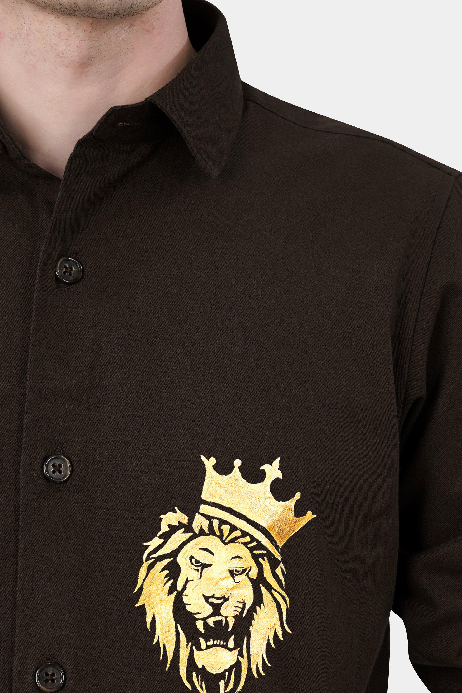 Eternity Brown Lion Hand Painted Twill Premium Cotton Designer Jacket
