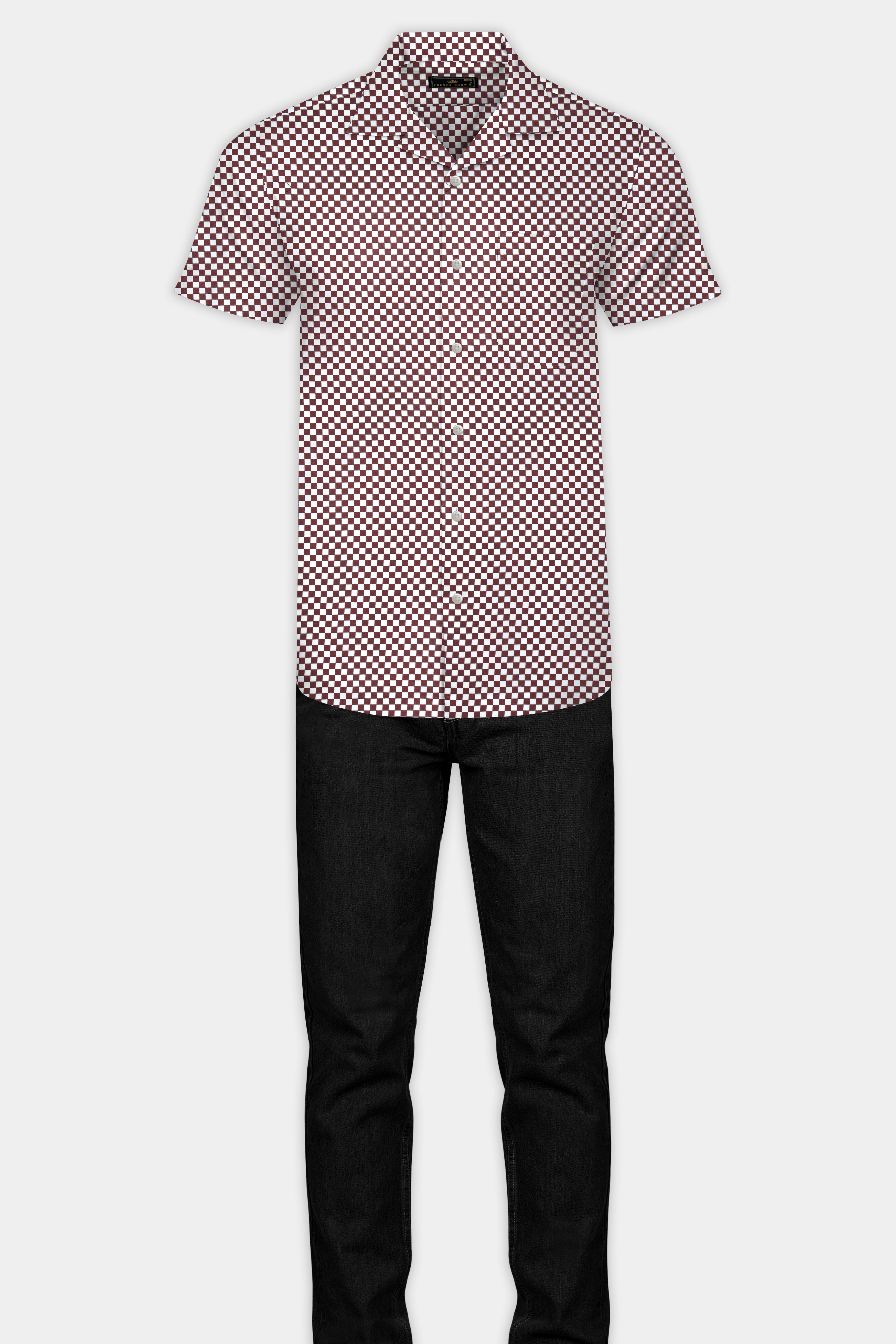 Crater Brown and White Checked Premium Cotton Shirt