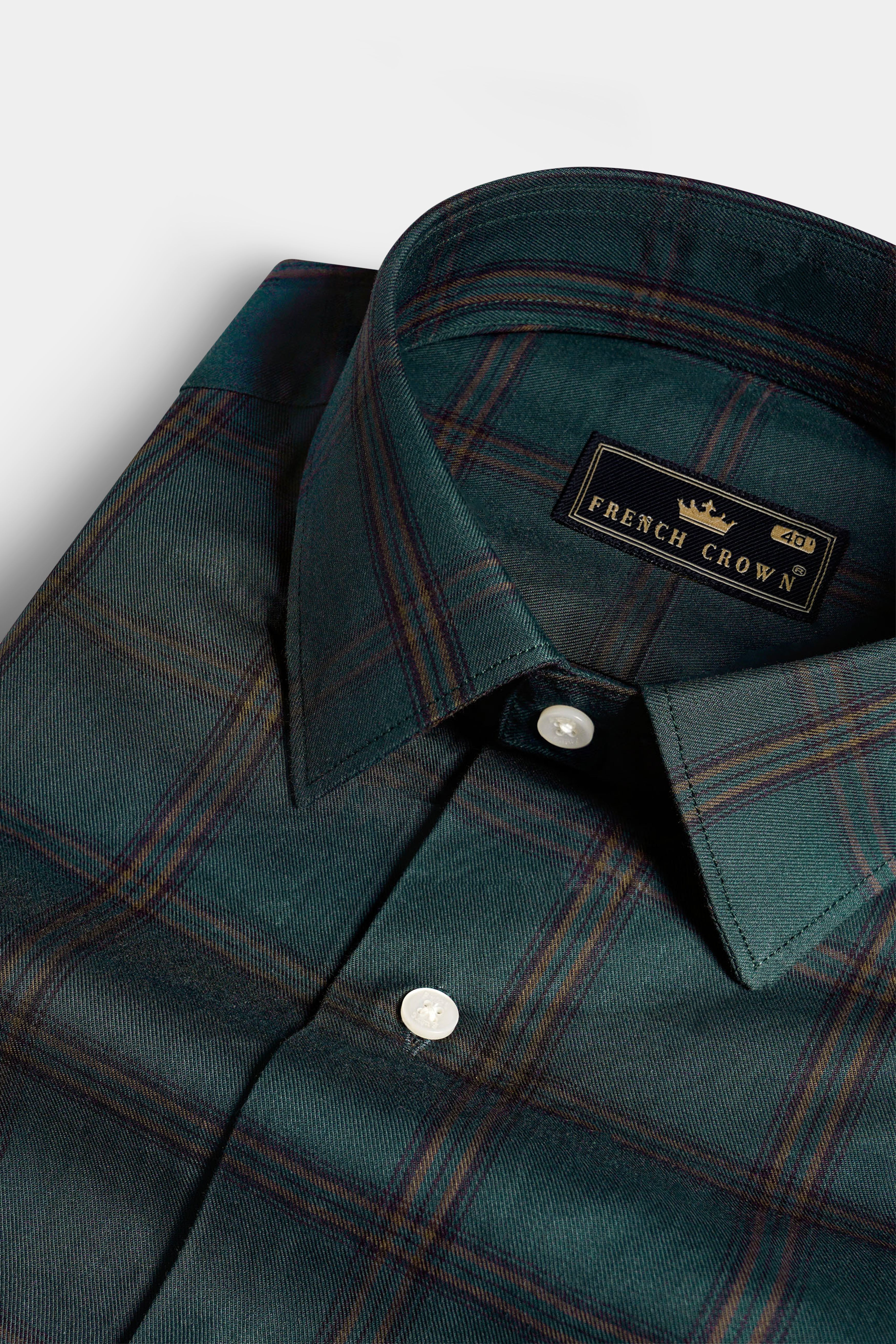 Gable Green Twill Plaid Premium Cotton Shirt