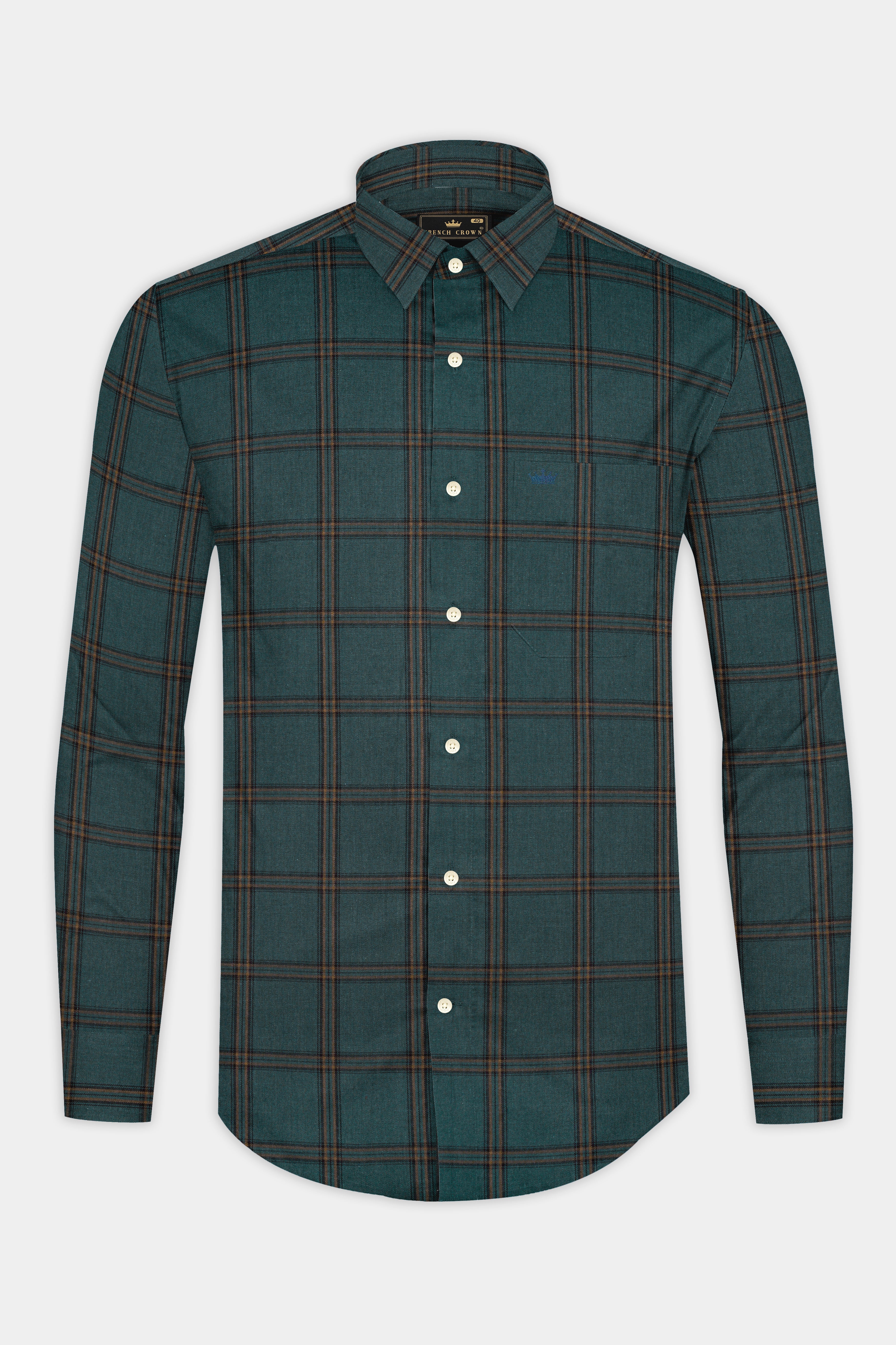 Gable Green Twill Plaid Premium Cotton Shirt