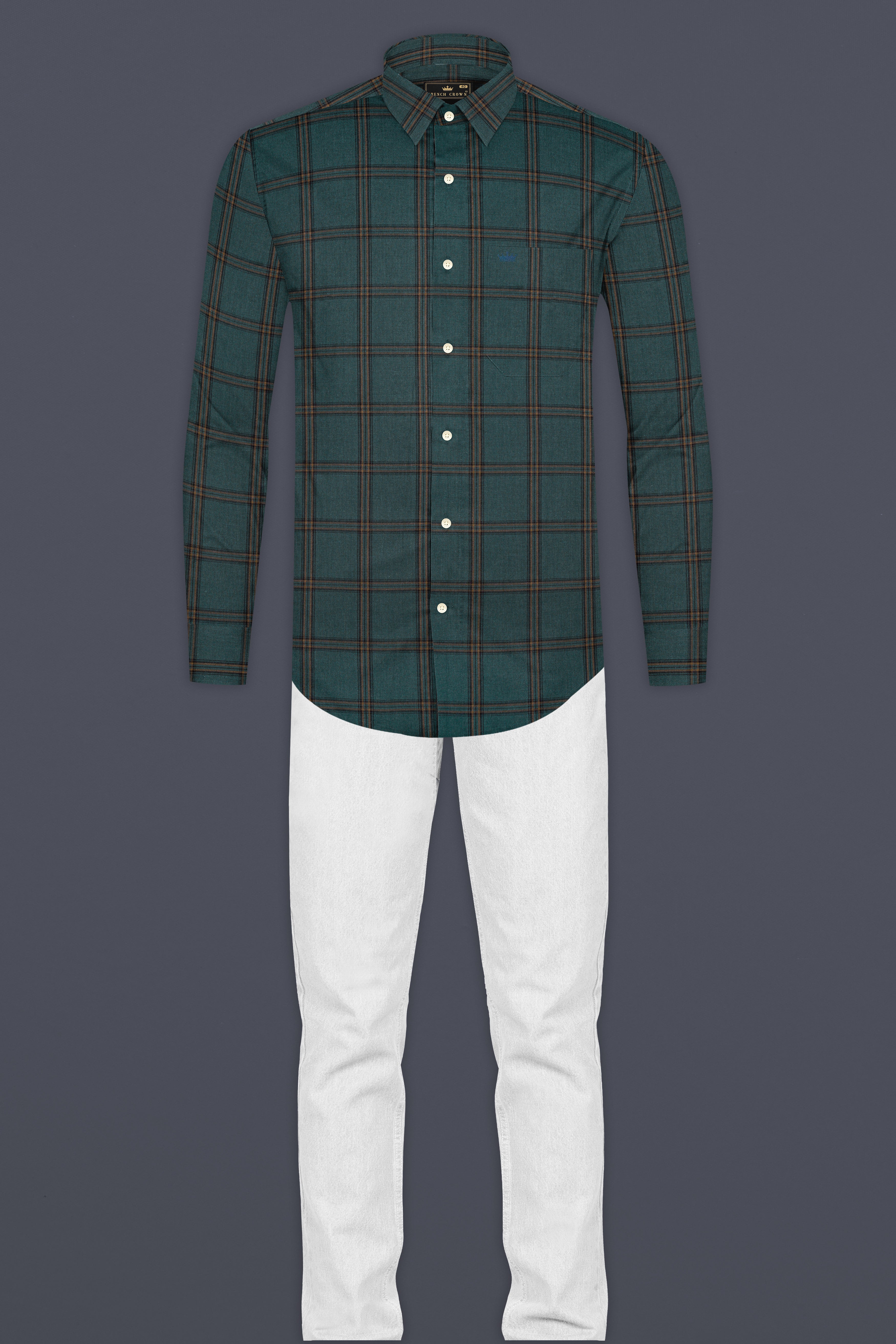 Gable Green Twill Plaid Premium Cotton Shirt