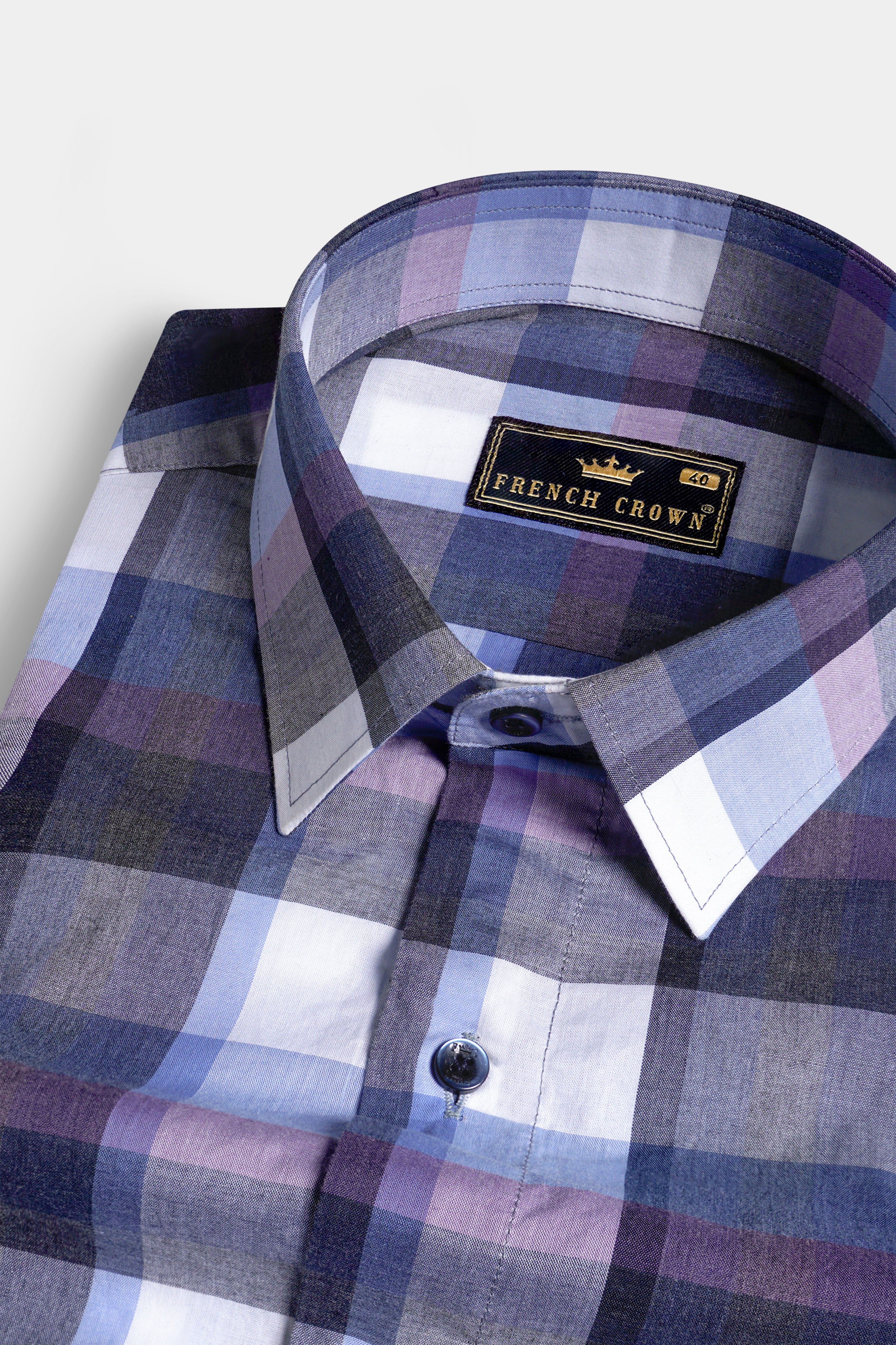 Comet Gray and White Plaid Premium Cotton Shirt