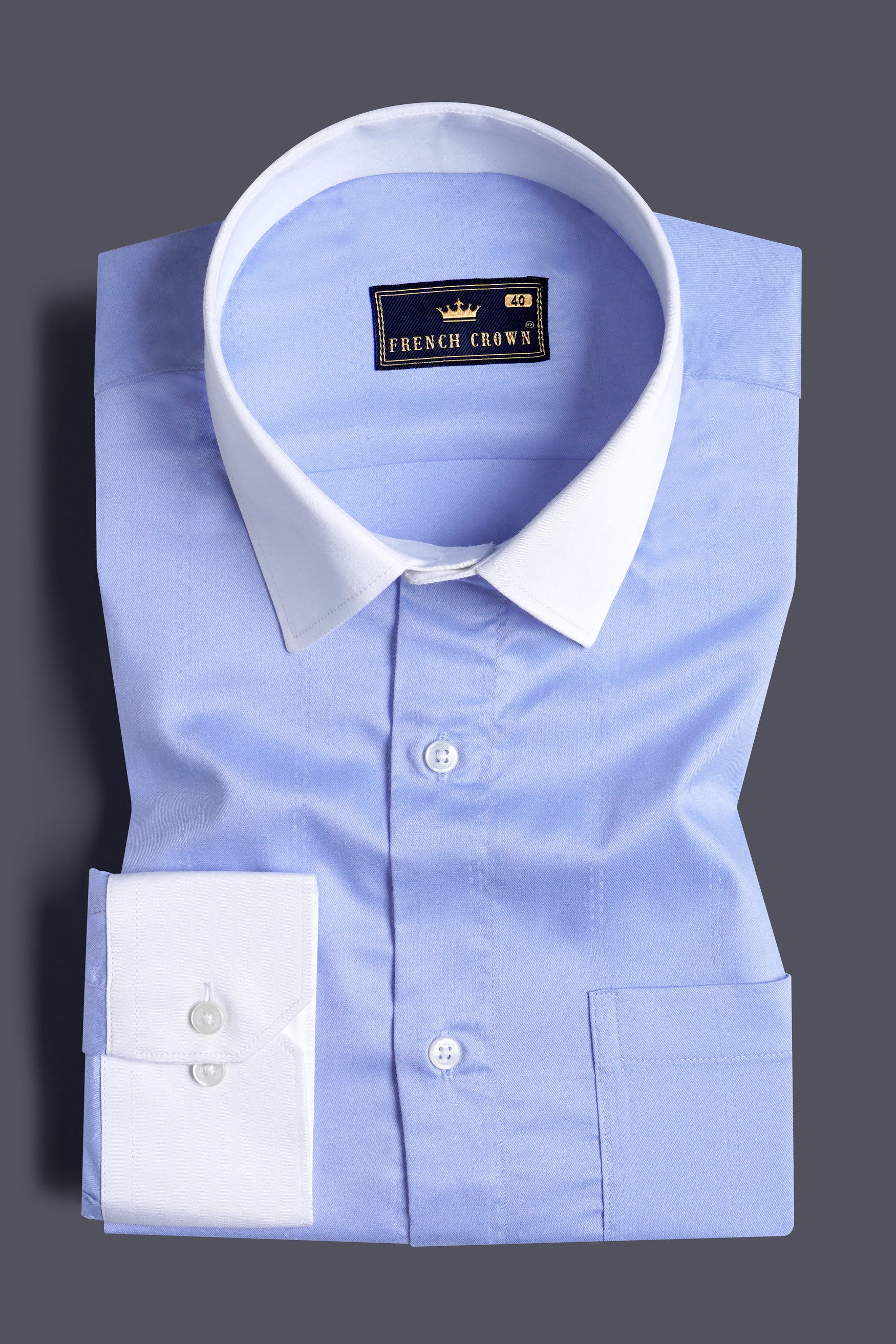 Periwinkle Blue with White Cuffs and Collar Twill Premium Cotton Shirt 11734-WCC-38, 11734-WCC-H-38, 11734-WCC-39, 11734-WCC-H-39, 11734-WCC-40, 11734-WCC-H-40, 11734-WCC-42, 11734-WCC-H-42, 11734-WCC-44, 11734-WCC-H-44, 11734-WCC-46, 11734-WCC-H-46, 11734-WCC-48, 11734-WCC-H-48, 11734-WCC-50, 11734-WCC-H-50, 11734-WCC-52, 11734-WCC-H-52