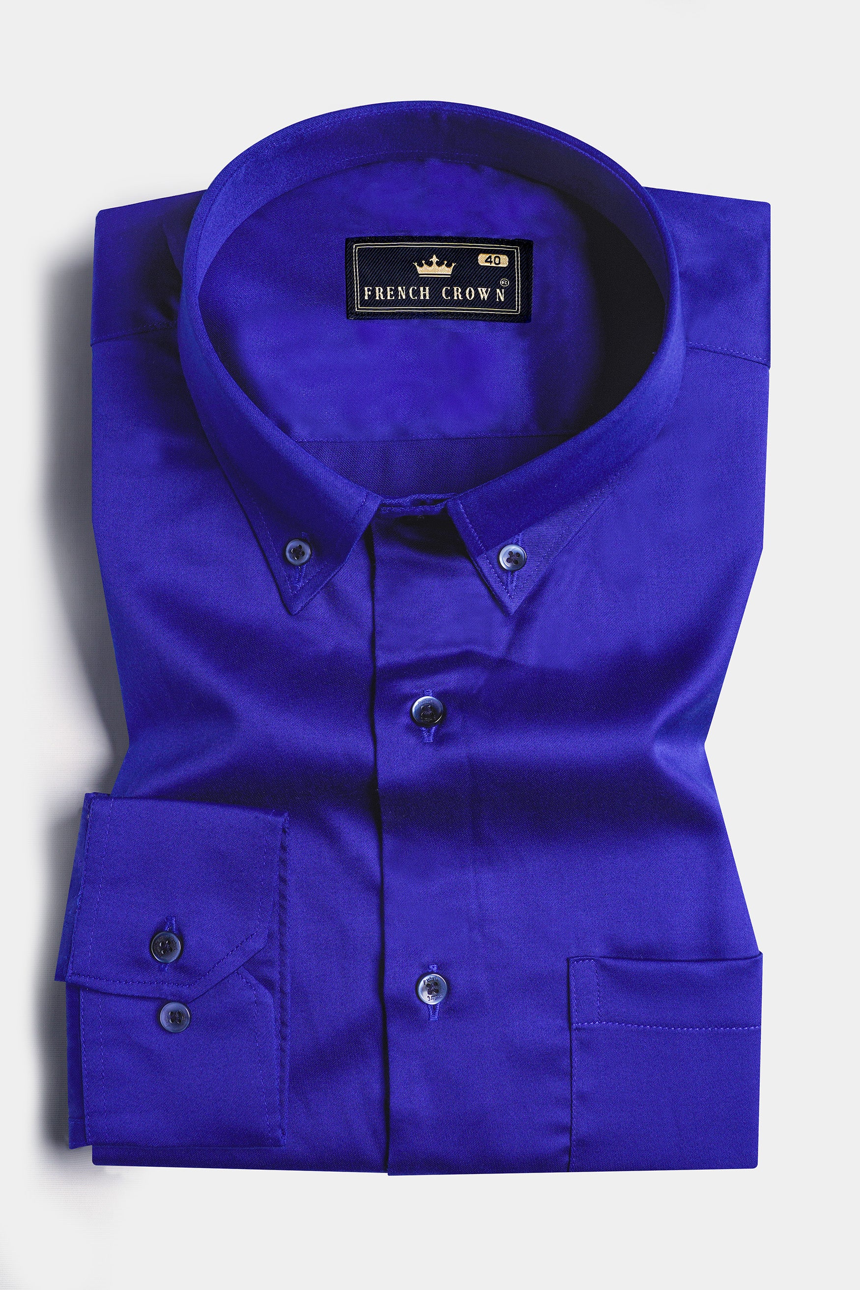 Lapis Blue Subtle Sheen Super Soft Premium Cotton Button Down Shirt