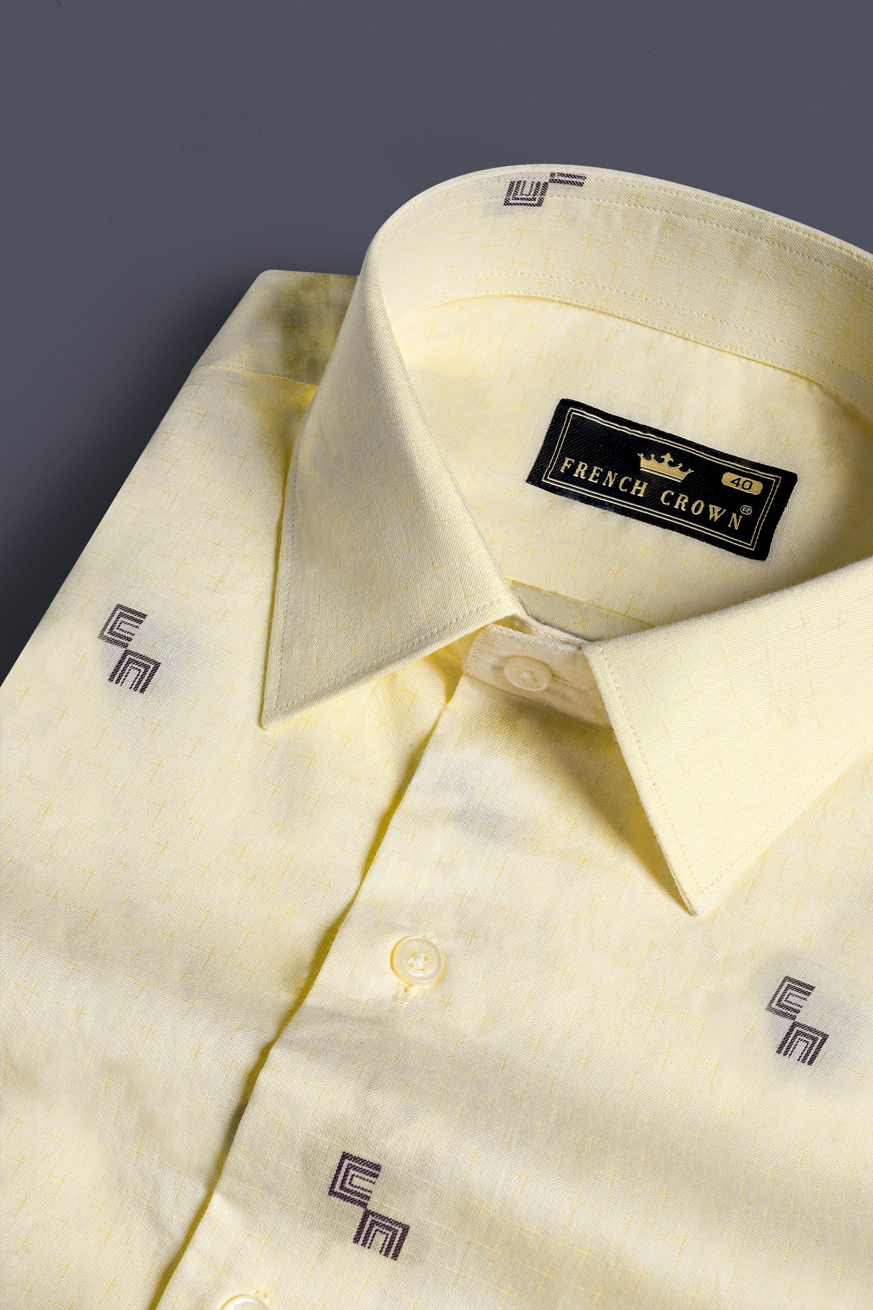 Colonial Yellow and Kabul Brown Jacquard Textured Premium Giza Cotton Shirt