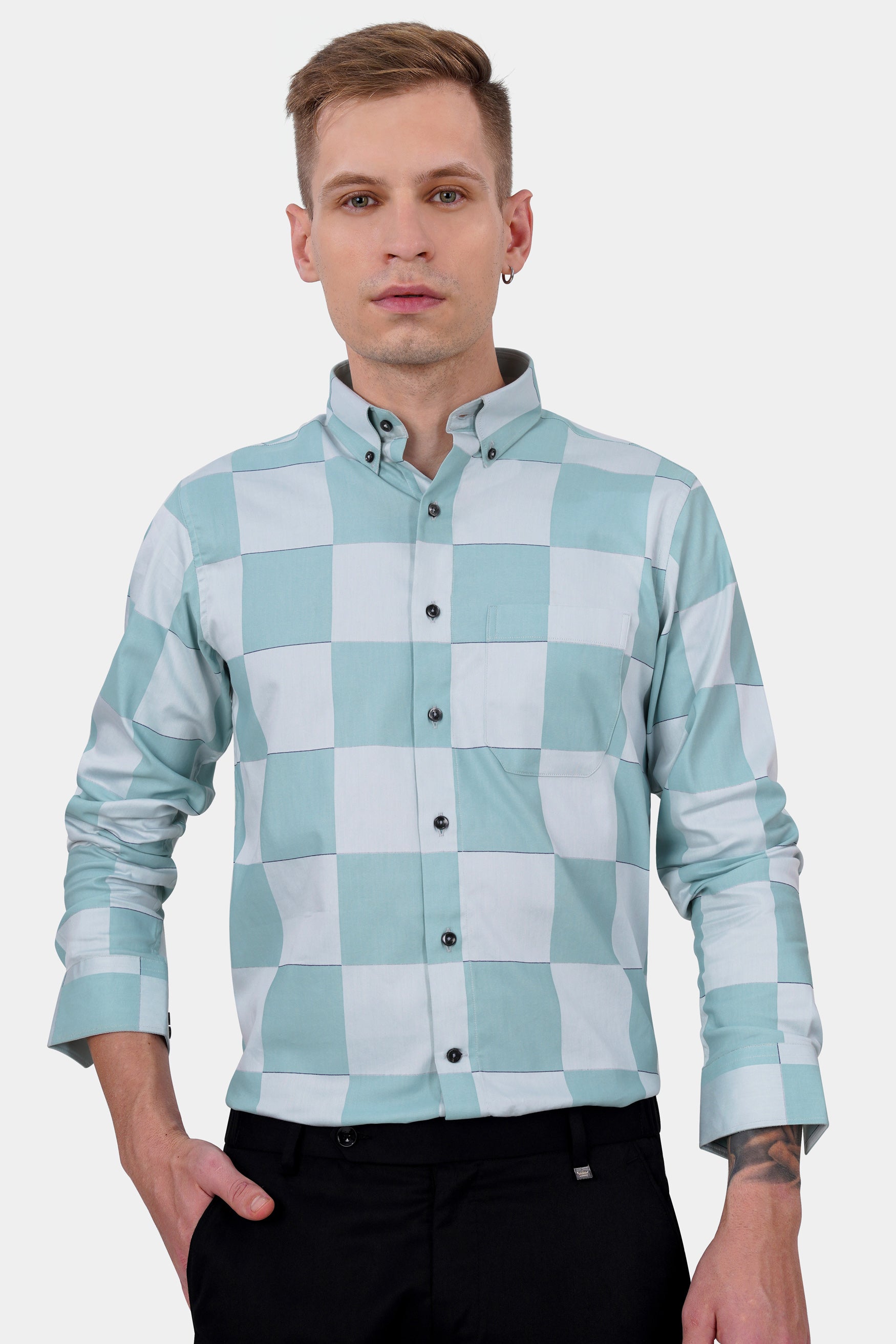 Gull Blue and Ghost Gray Checked Subtle Sheen Super Soft Premium Cotton Shirt 11749-BD-BLK-38, 11749-BD-BLK-H-38, 11749-BD-BLK-39, 11749-BD-BLK-H-39, 11749-BD-BLK-40, 11749-BD-BLK-H-40, 11749-BD-BLK-42, 11749-BD-BLK-H-42, 11749-BD-BLK-44, 11749-BD-BLK-H-44, 11749-BD-BLK-46, 11749-BD-BLK-H-46, 11749-BD-BLK-48, 11749-BD-BLK-H-48, 11749-BD-BLK-50, 11749-BD-BLK-H-50, 11749-BD-BLK-52, 11749-BD-BLK-H-52