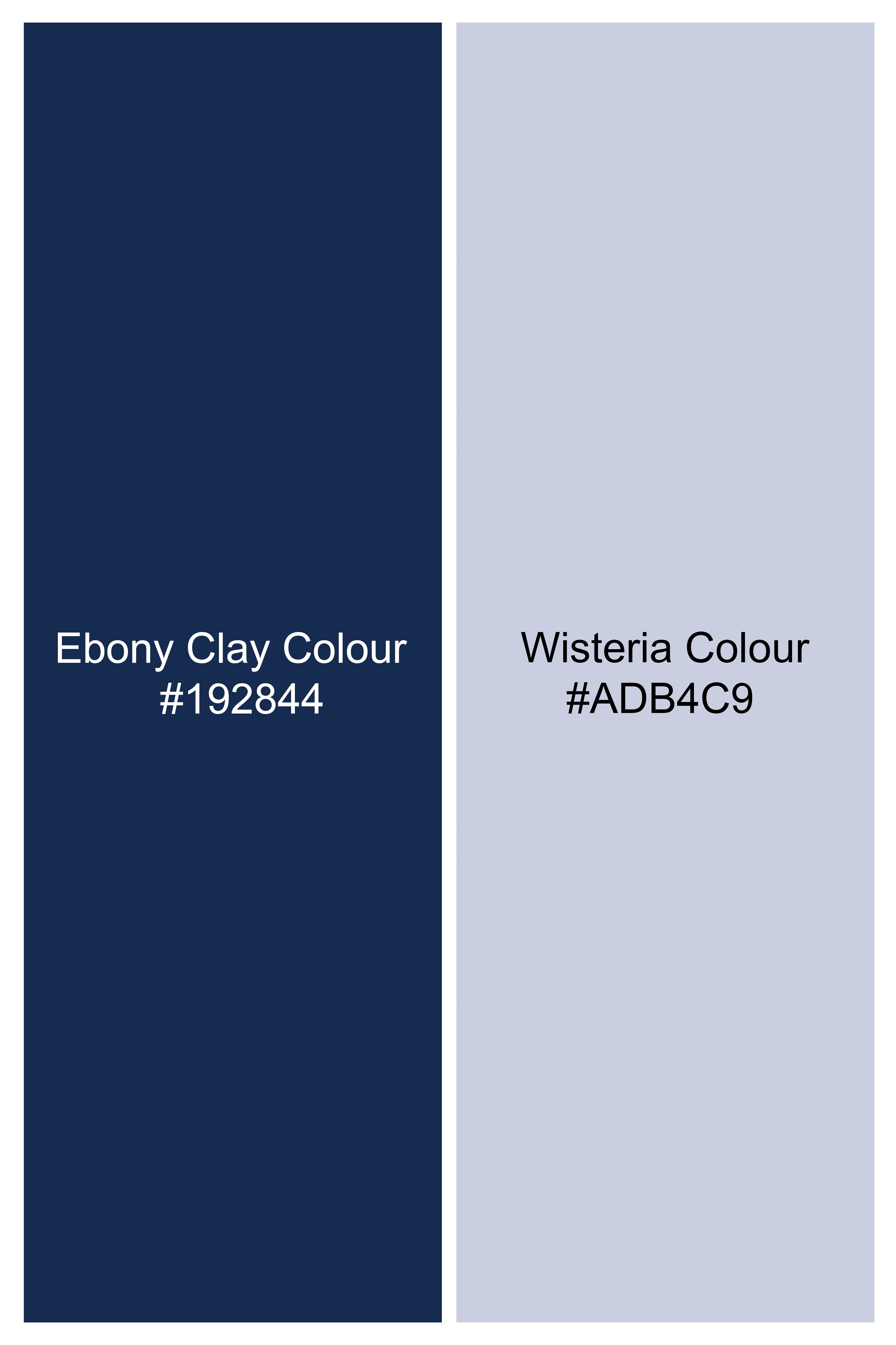 Ebony Clay Blue and Wisteria Gray Tile Printed Subtle Sheen Super Soft Premium Cotton Shirt