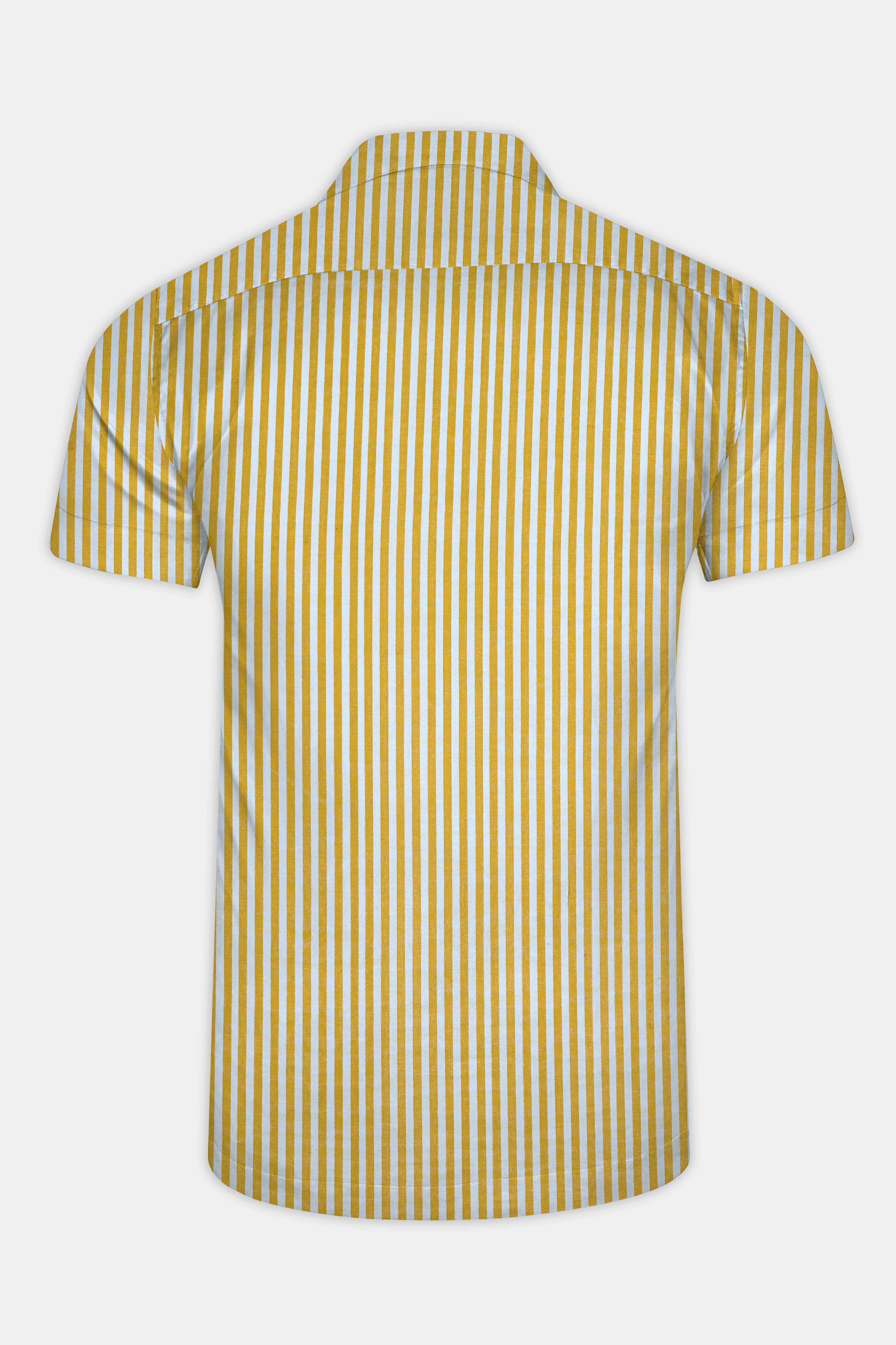 Dijon Yellow and Selago Gray Striped Premium Cotton Shirt