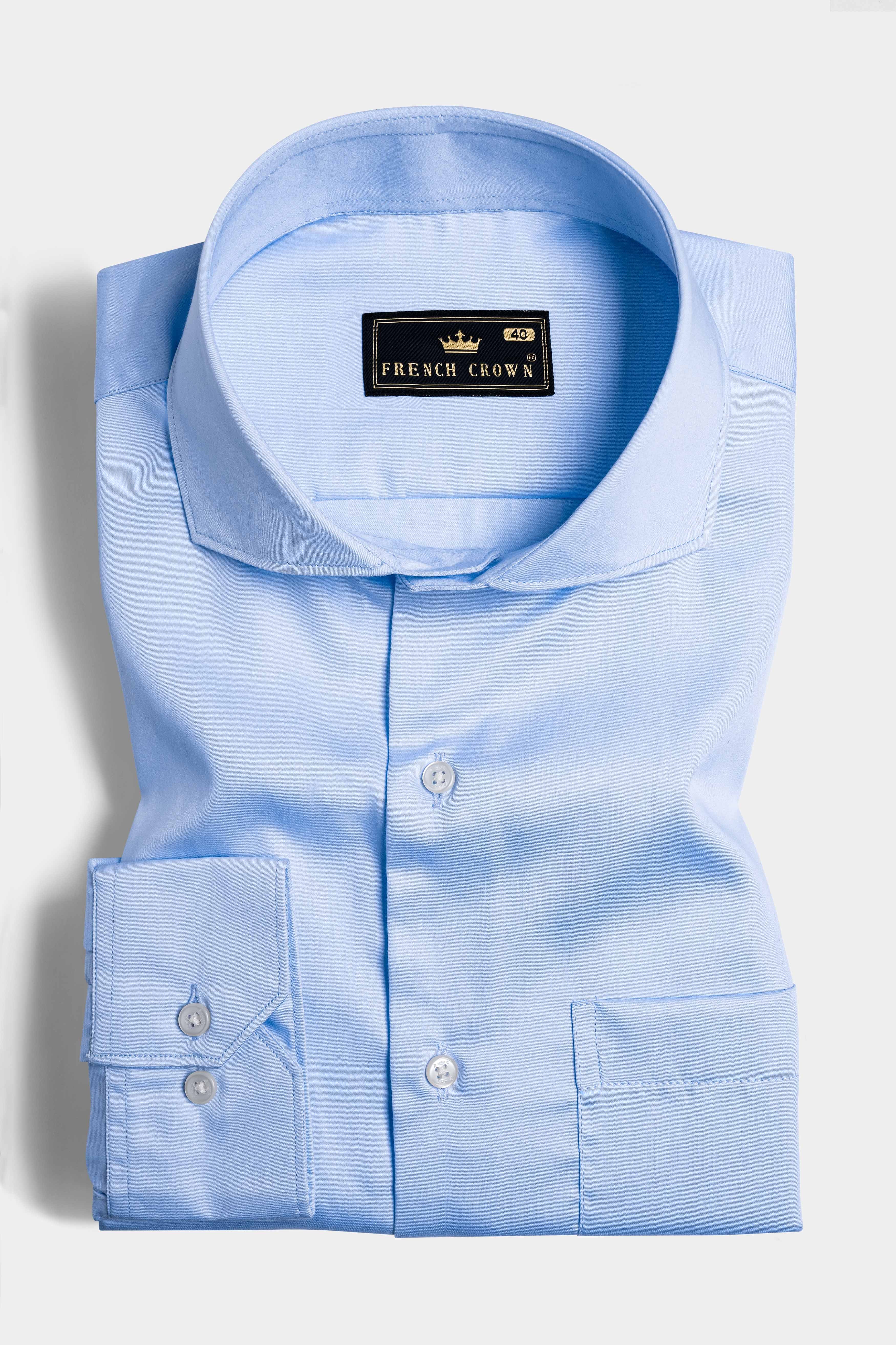 Spindle Blue Subtle Sheen Super Soft Premium Cotton Shirt