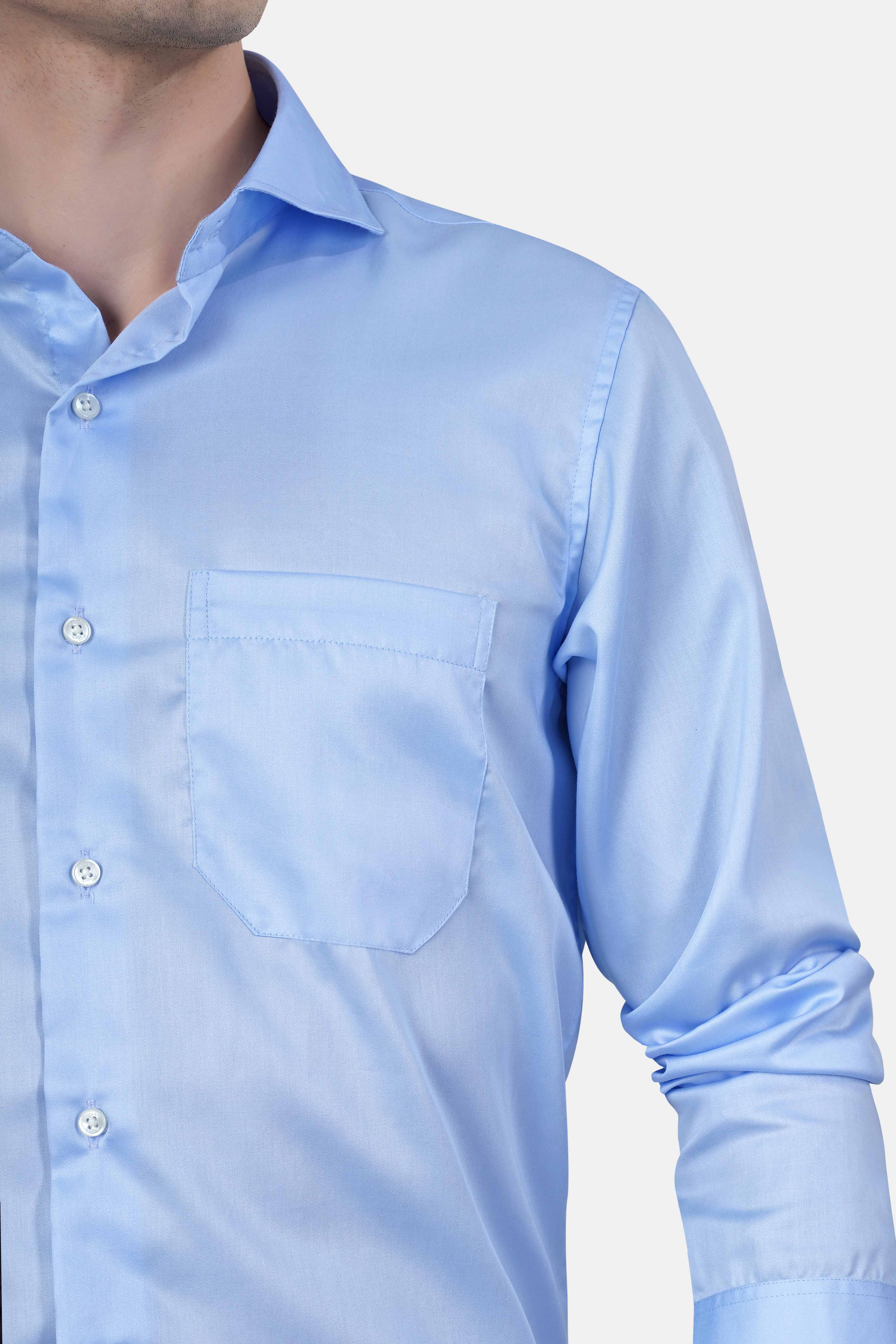 Spindle Blue Subtle Sheen Super Soft Premium Cotton Shirt