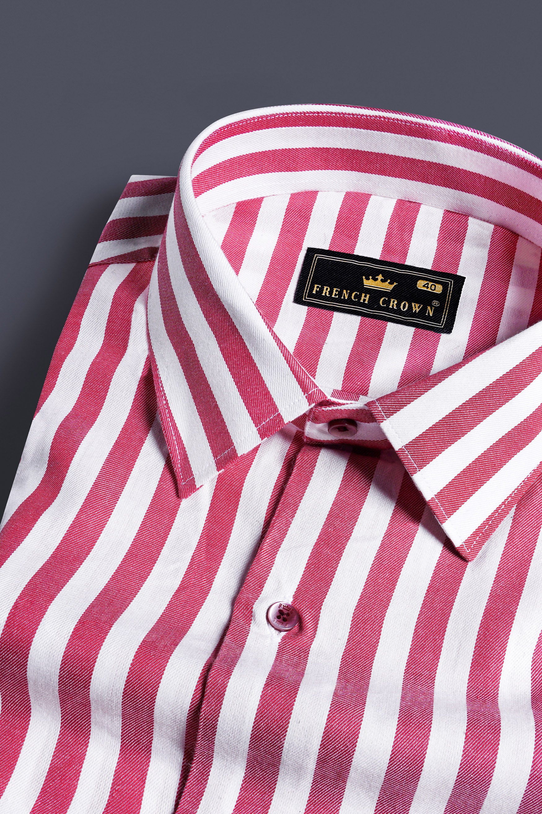 Rouge Pink and White Striped Twill Premium Cotton Shirt