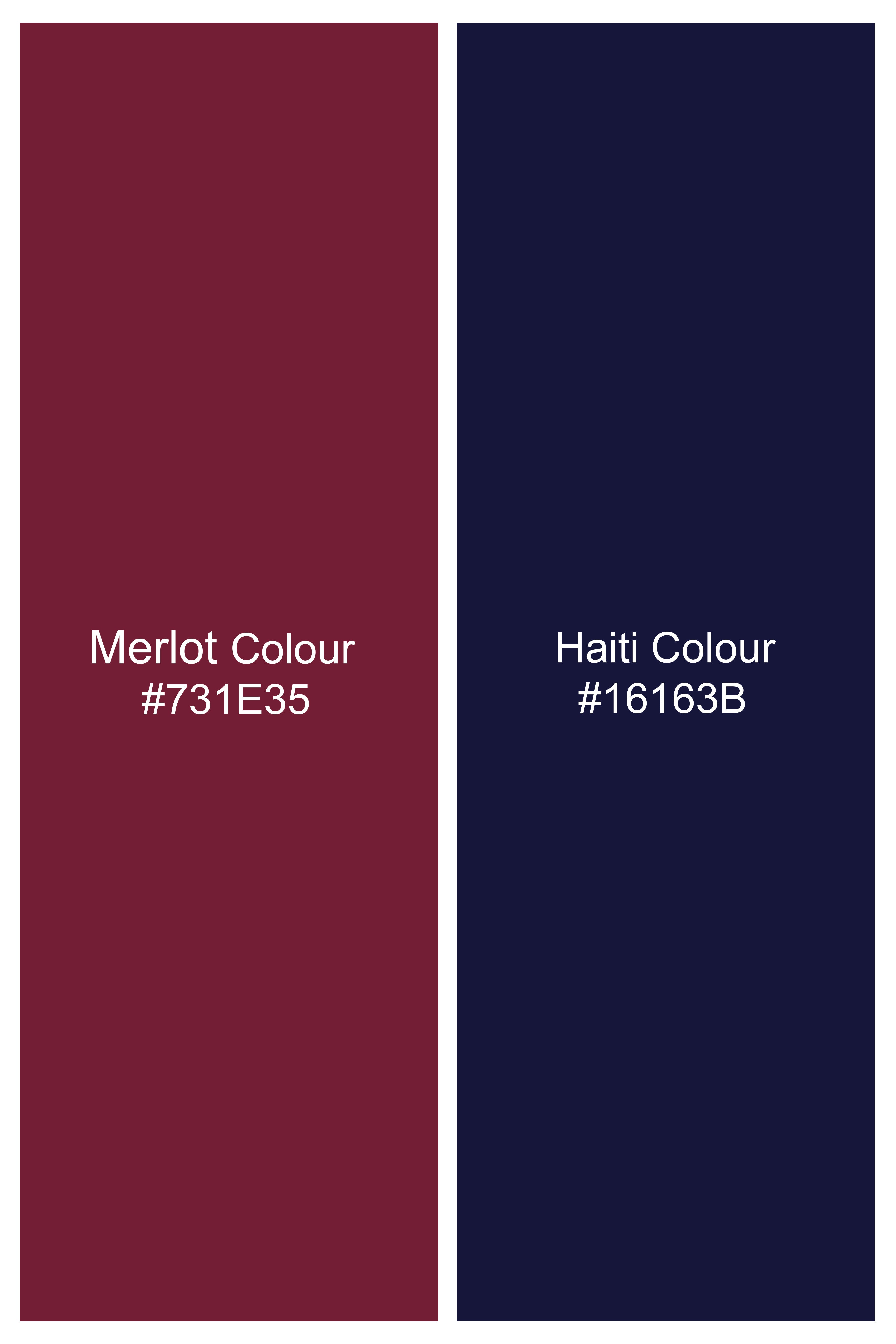 Merlot Maroon Jacquard Textured Premium Giza Cotton Shirt