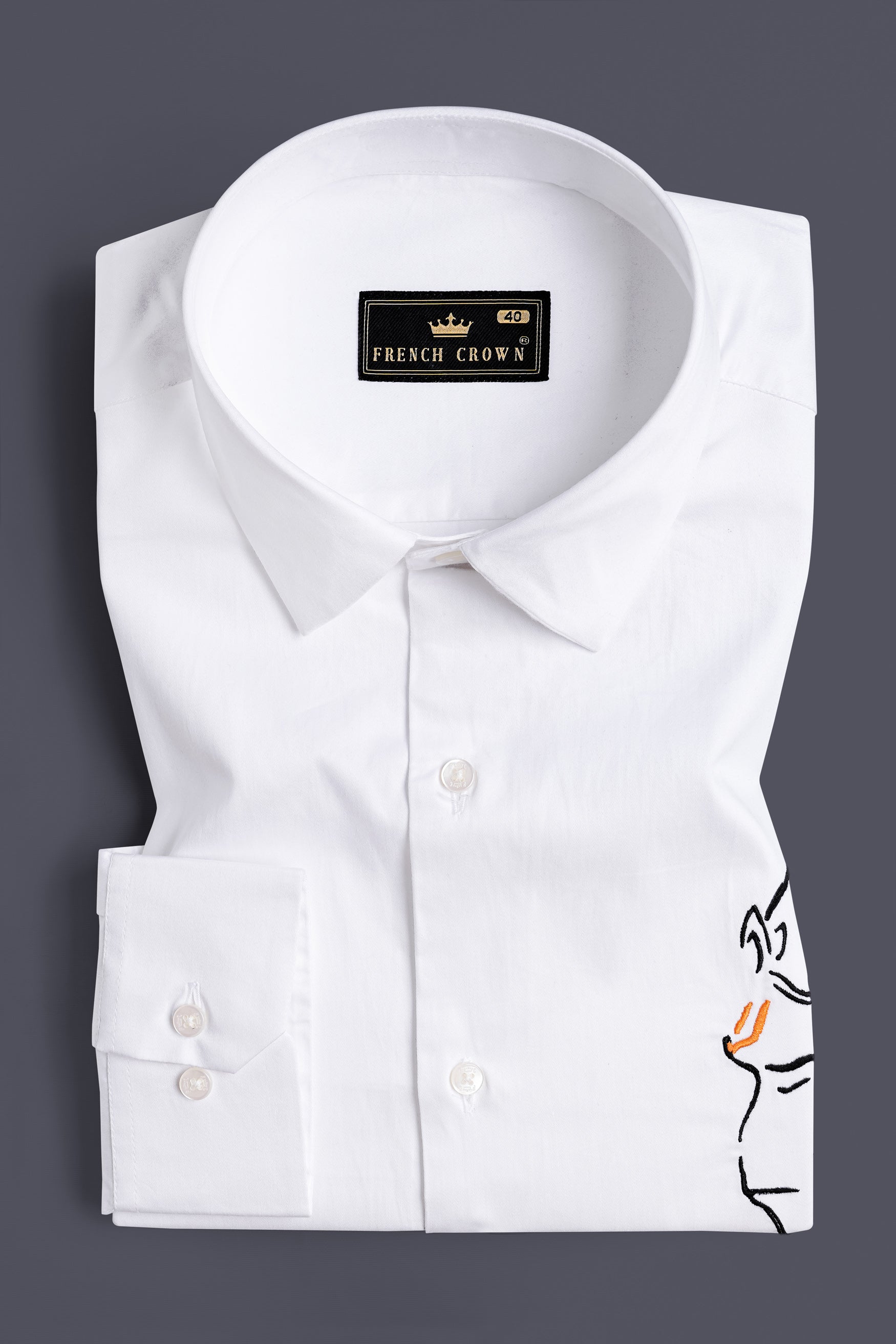 Bright White Lord Hanuman Embroidered Premium Cotton Designer Shirt