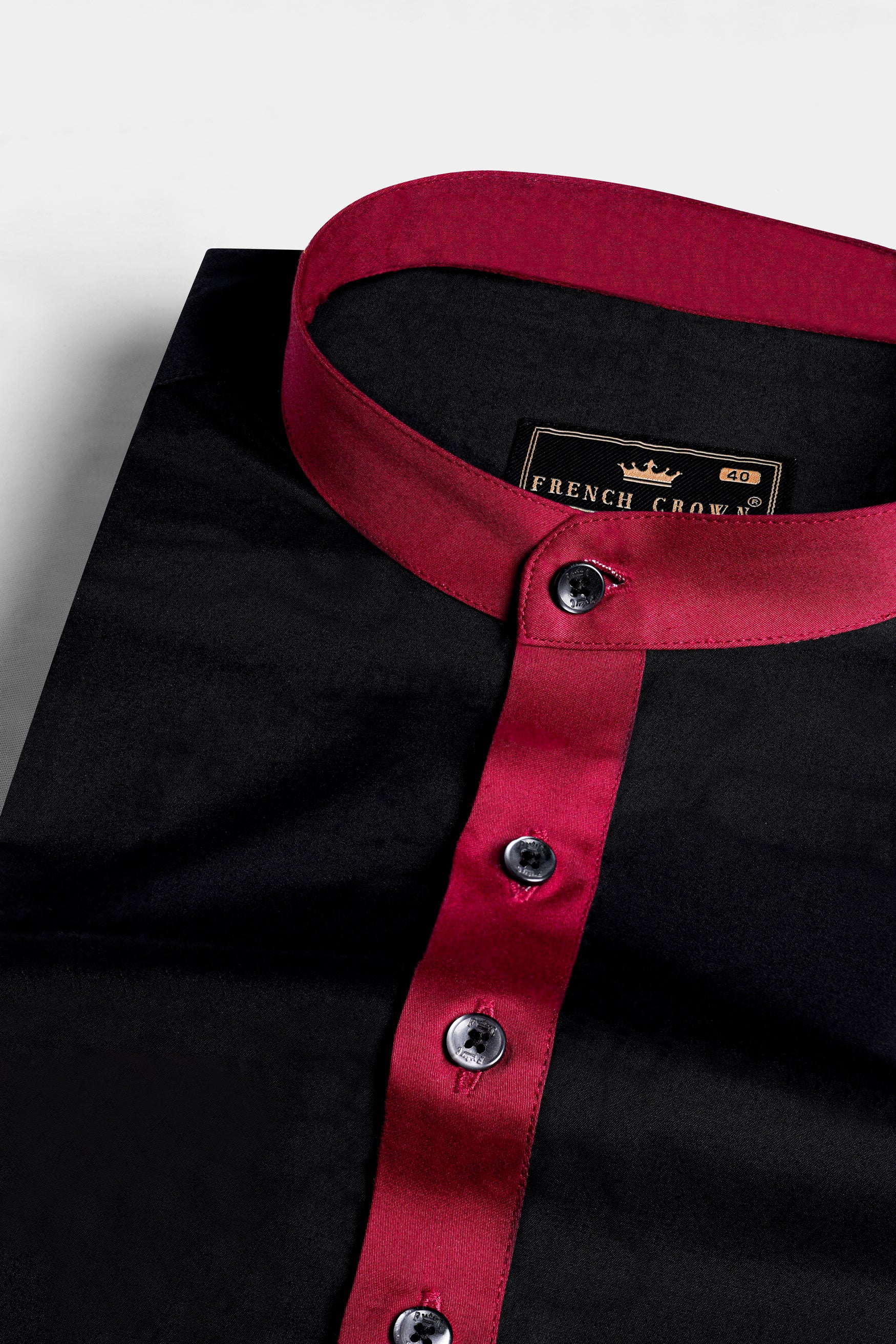 Jade Black and Bordeaux Maroon Kali Maa Hand Painted Subtle Sheen Super Soft Premium Cotton Designer Kurta Shirt