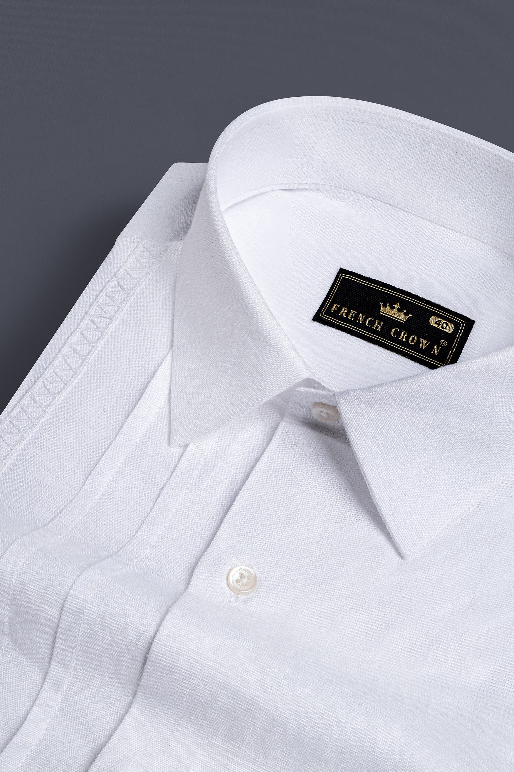 Bright White Pleated Luxurious Linen Designer Shirt