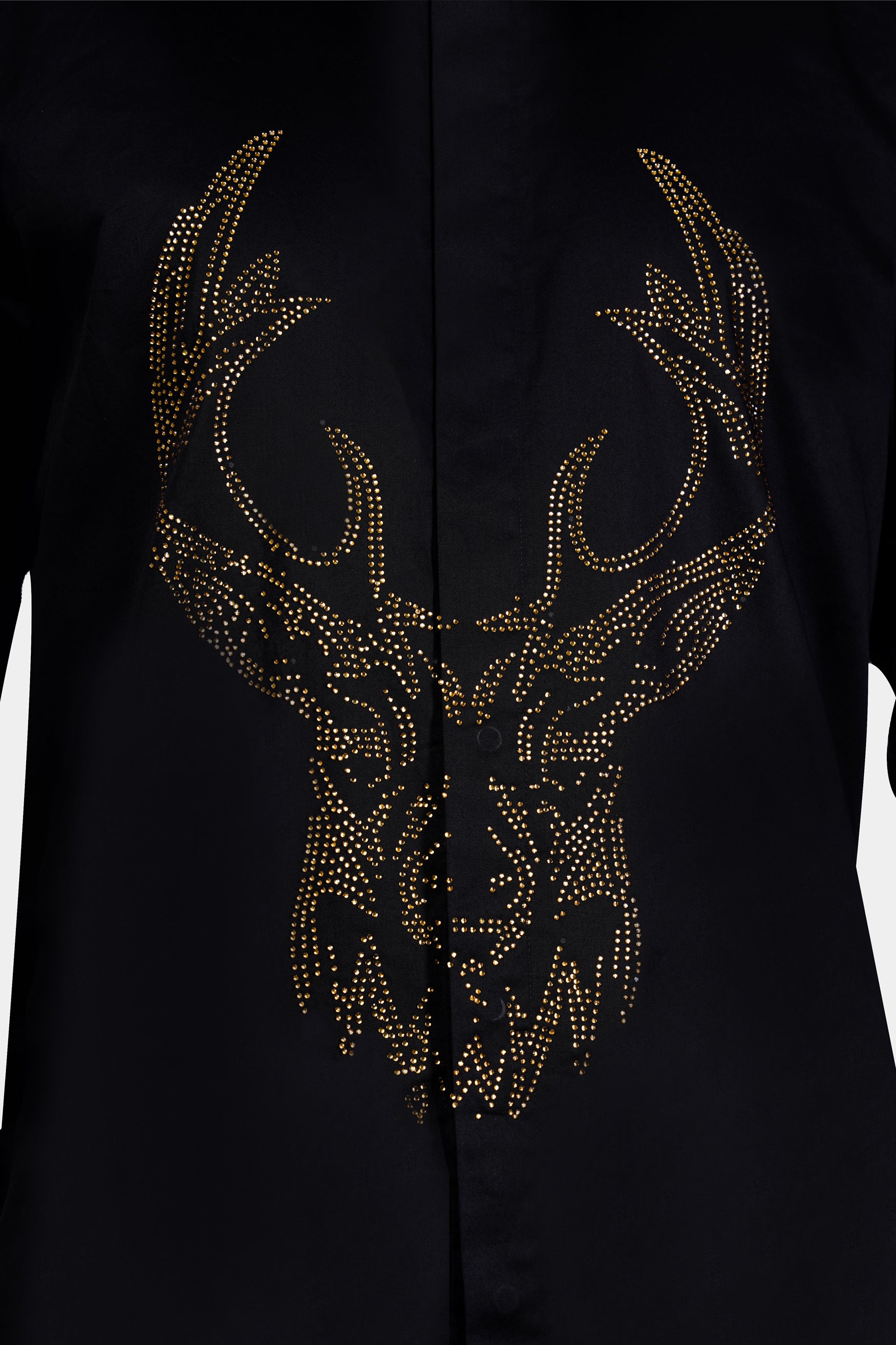 Jade Black Deer Hotfix Subtle Sheen Super Soft Premium Cotton Designer Shirt