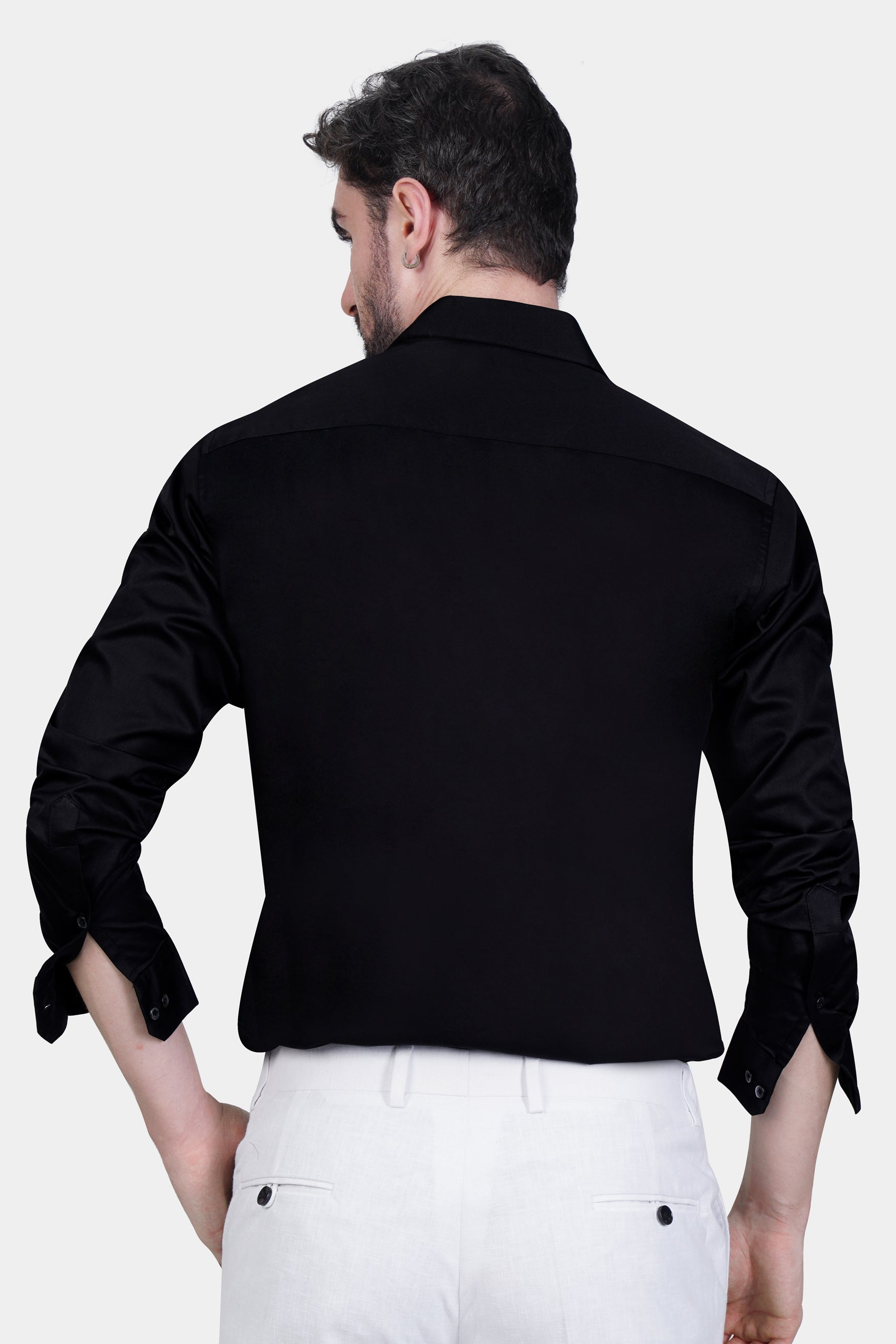 Jade Black Ferocious Lion Patchwork Subtle Sheen Super Soft Premium Cotton Designer Shirt