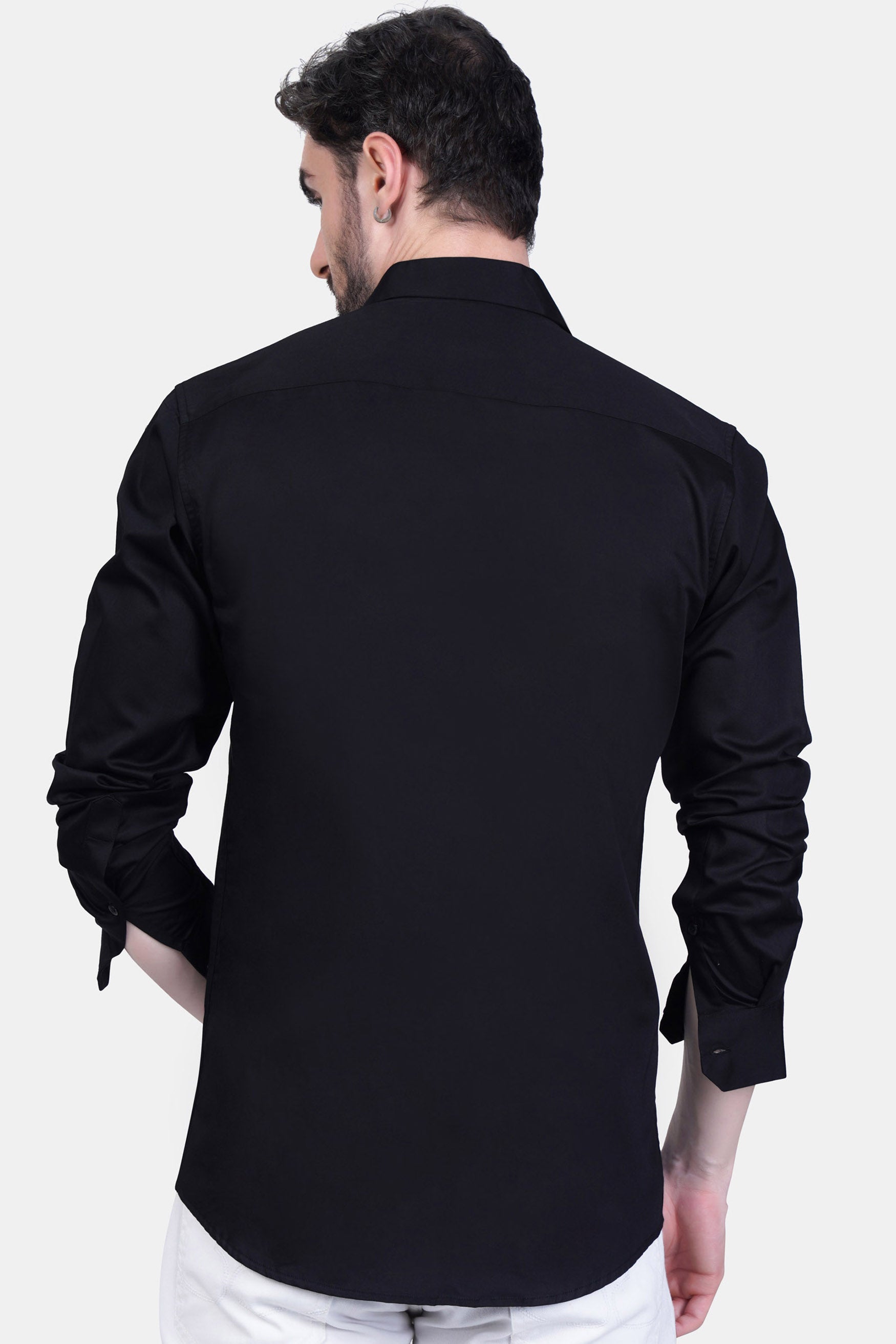Jade Black Moti Work Subtle Sheen Super Soft Premium Cotton Designer Shirt