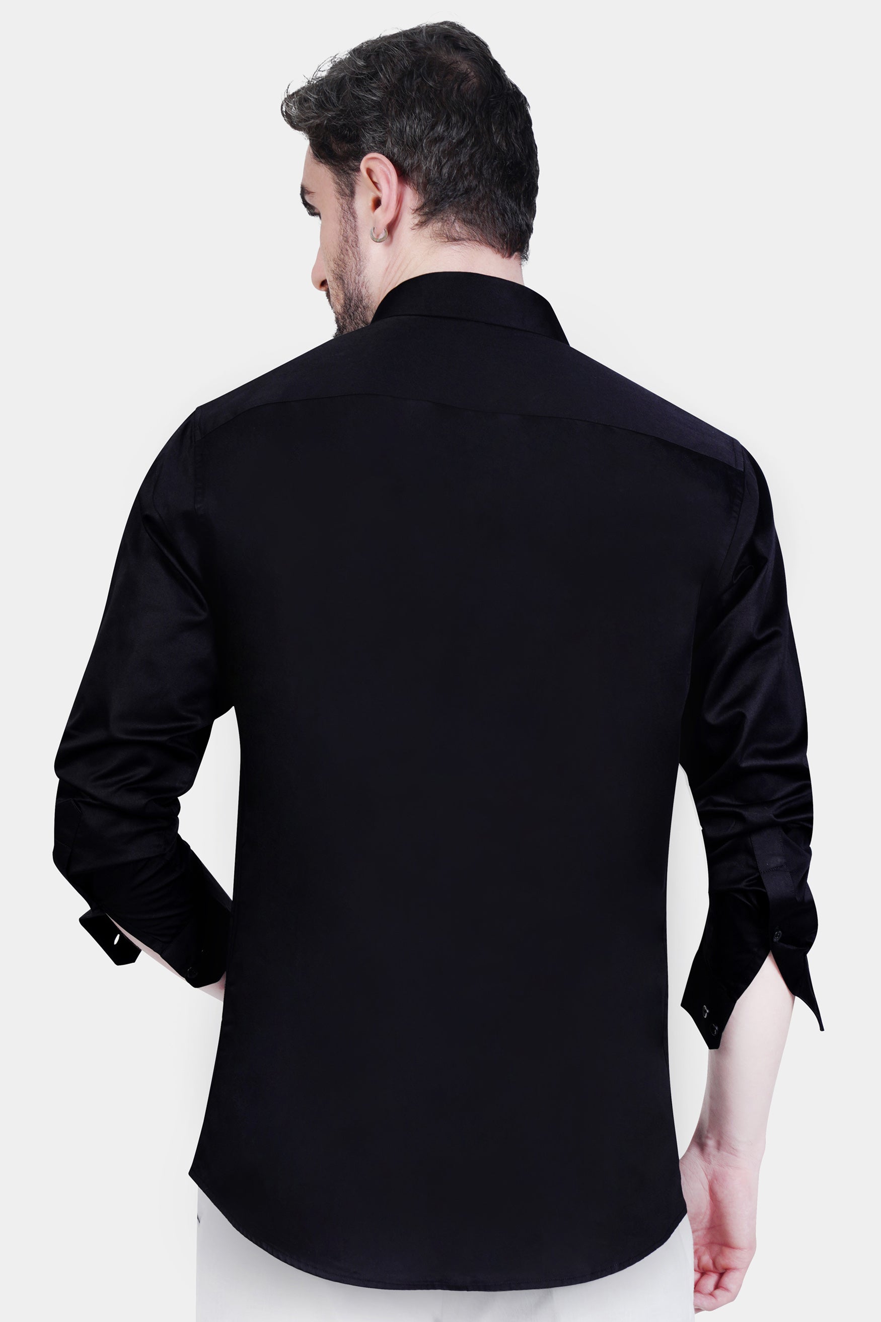 Jade Black Tucks Subtle Sheen Super Soft Premium Cotton Designer Shirt