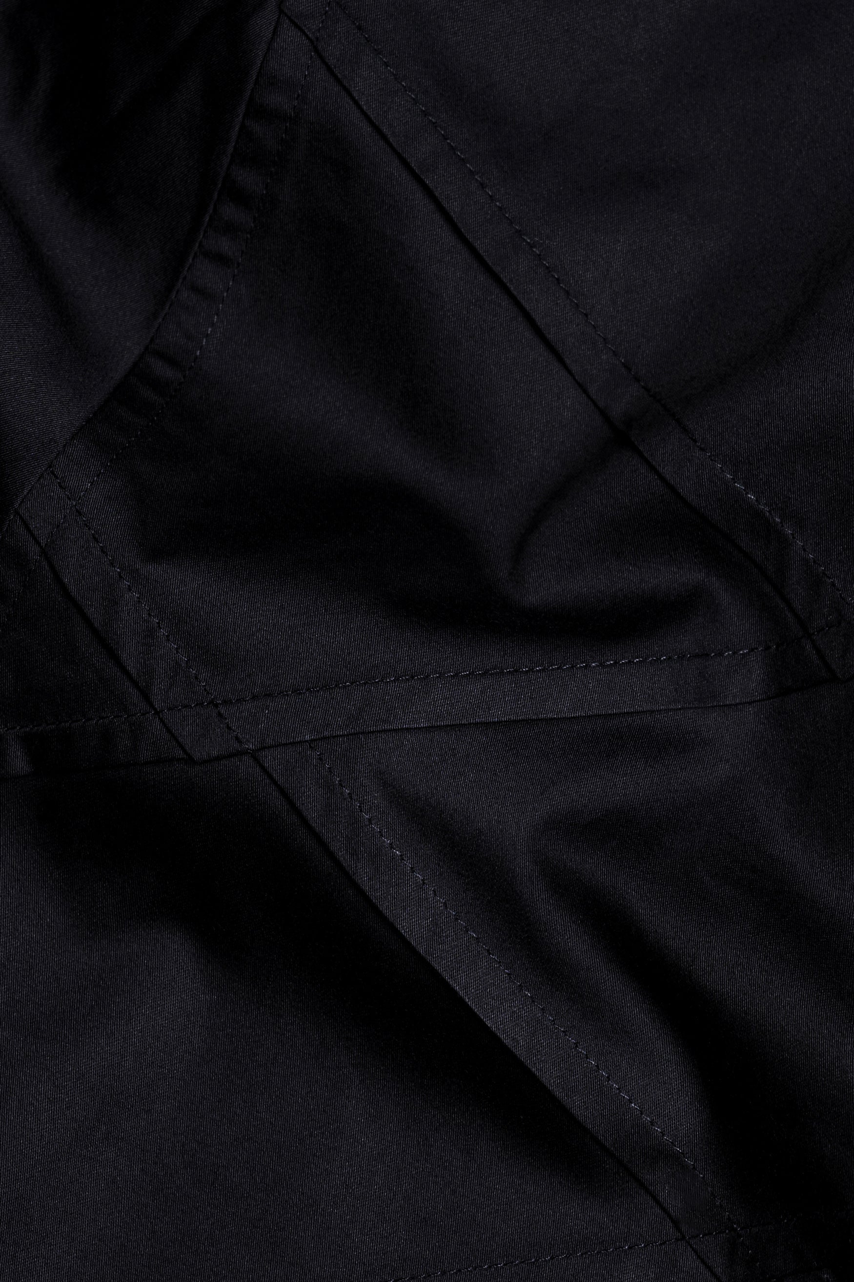 Jade Black Cross Tucks Subtle Sheen Super Soft Premium Cotton Designer Shirt