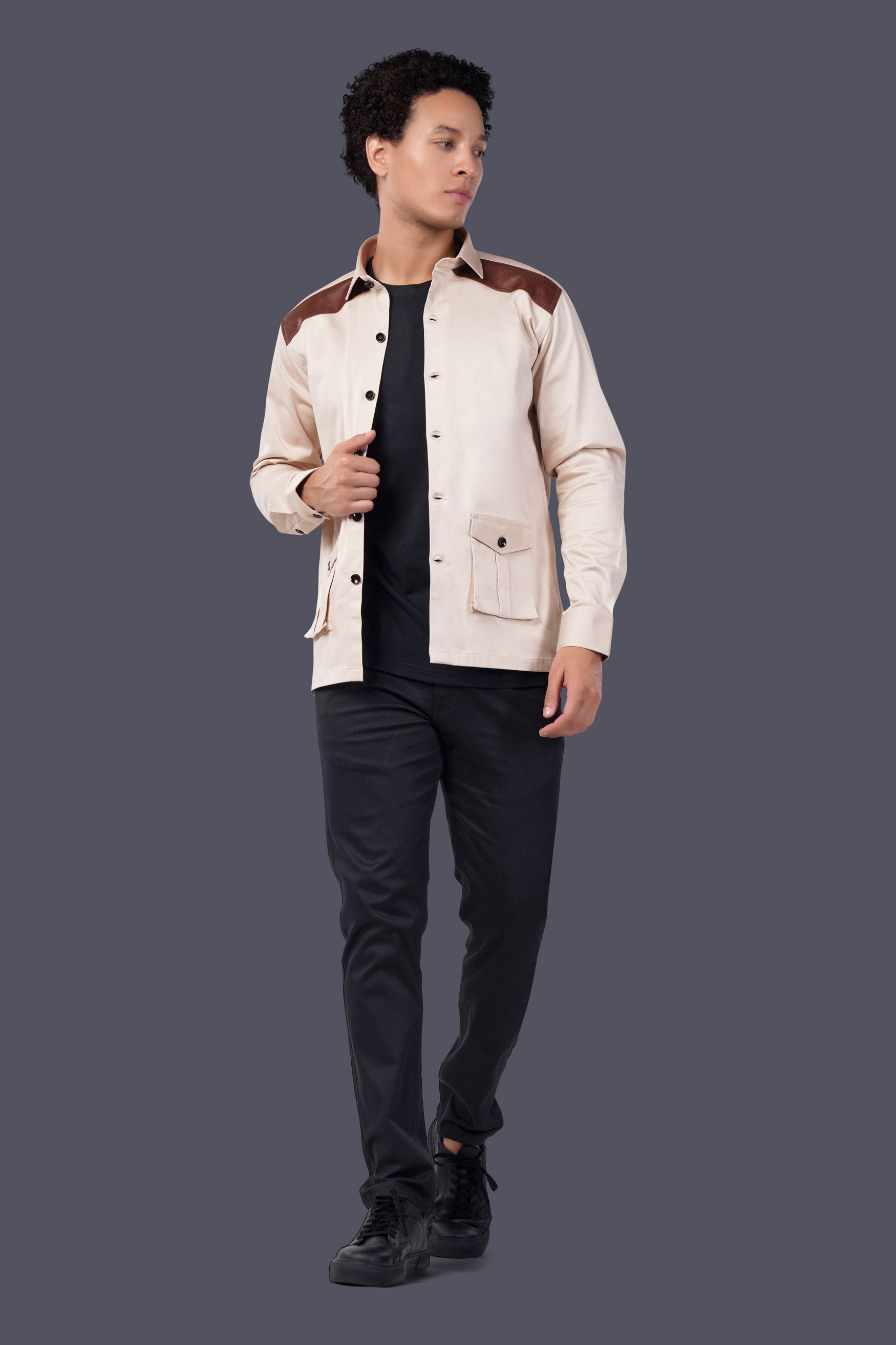 Gainsboro Cream Premium Cotton Designer Jacket