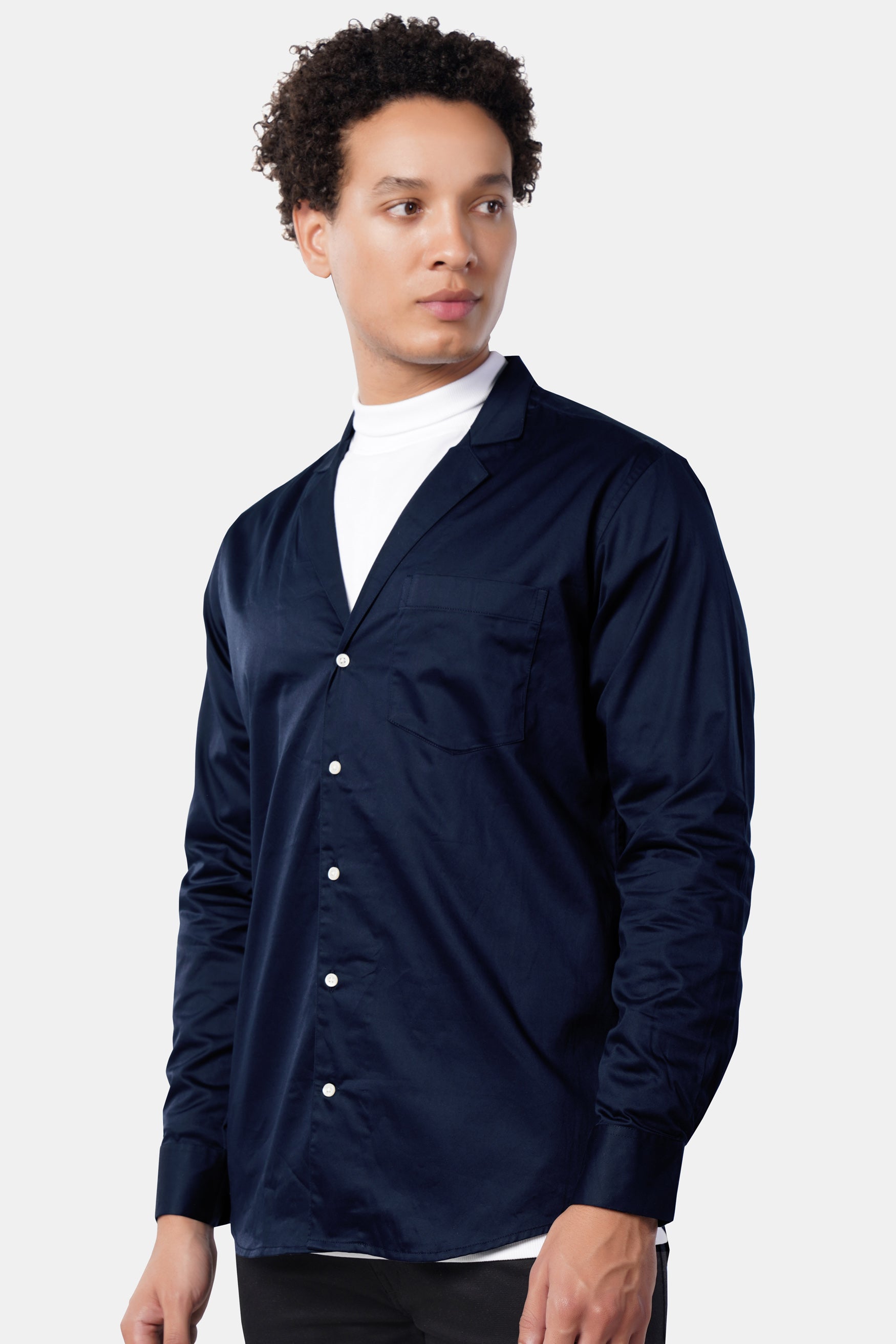 Yale Blue Subtle Sheen Super Soft Premium Cotton Designer Overshirt/Shacket