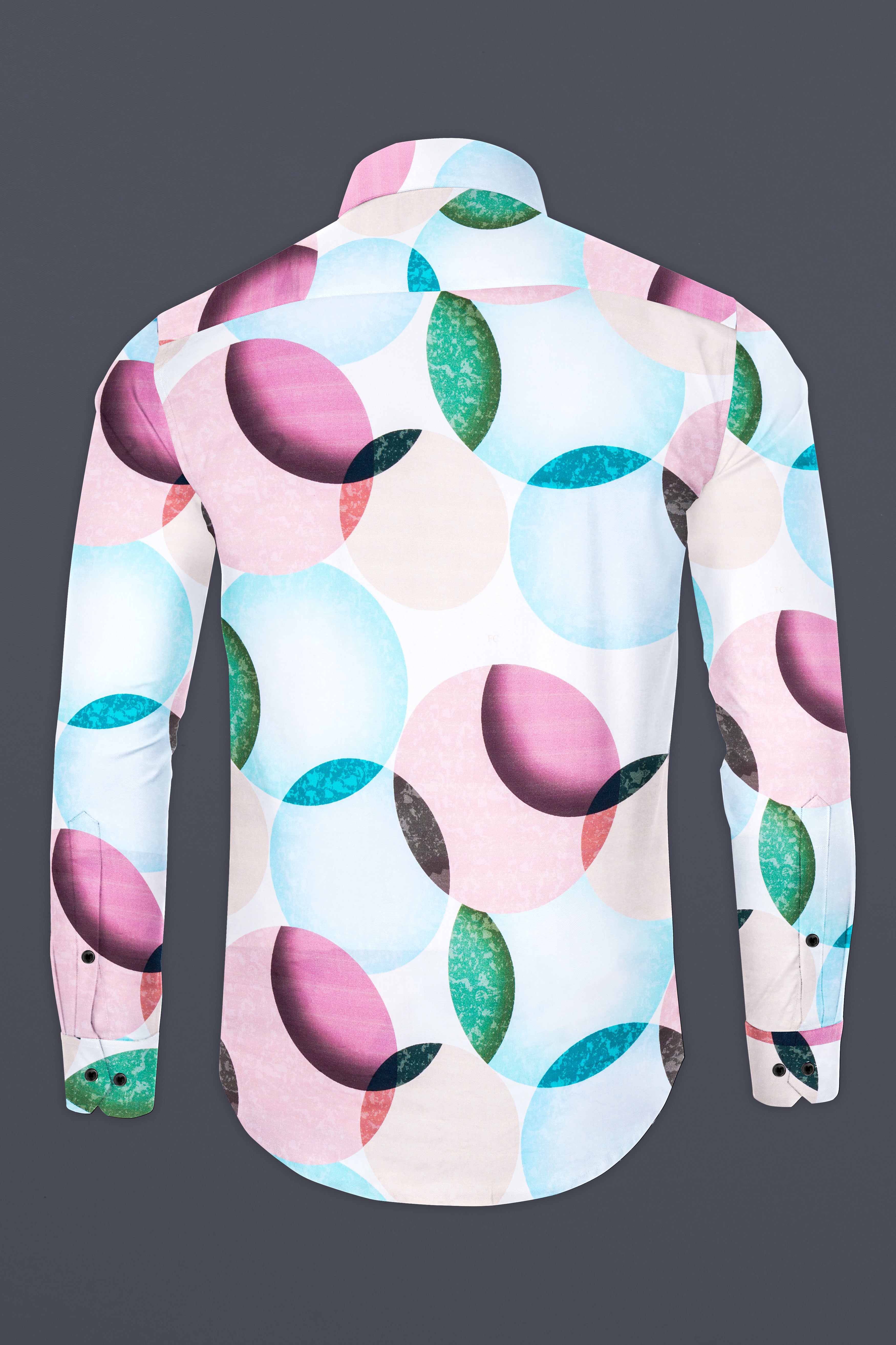 Bright White with Pastel Pink and Edgewater Green Abstract Printed Subtle Sheen Super Soft Premium Cotton Designer Shirt