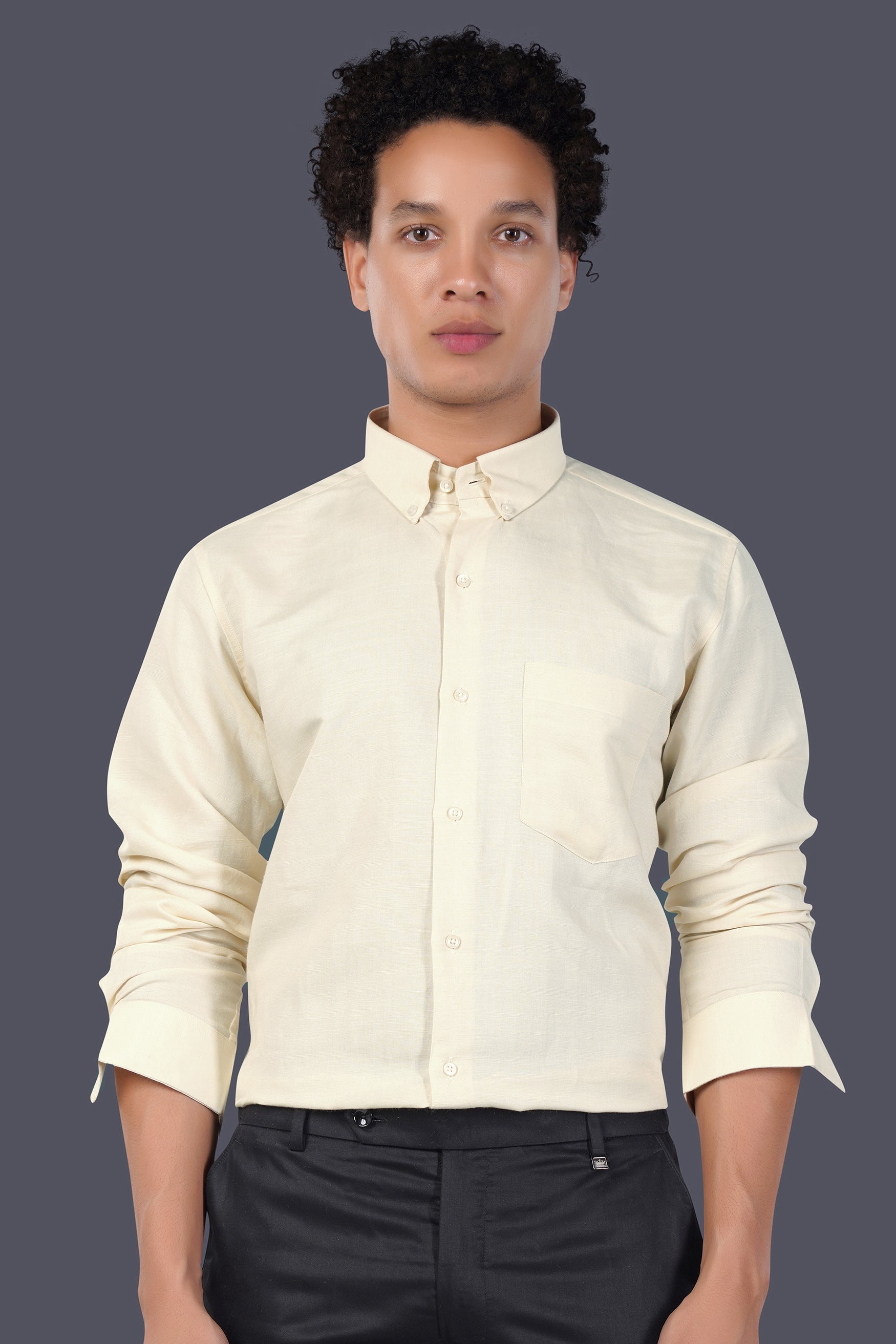 Merino Cream Luxurious Linen Button Down Shirt