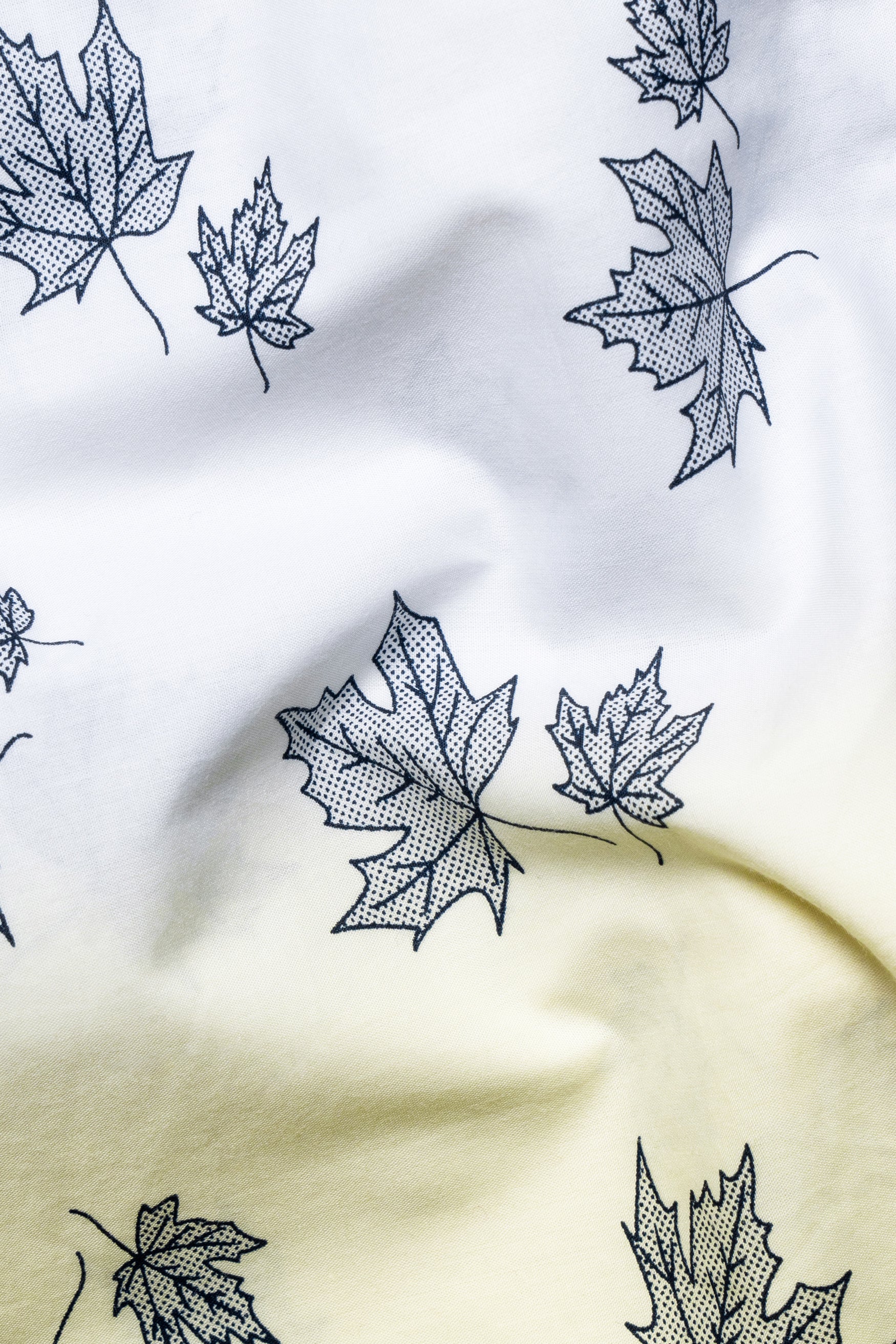 Bright White and Merino Cream Leaves Printed Subtle Sheen Super Soft Premium Cotton Kurta Shirt