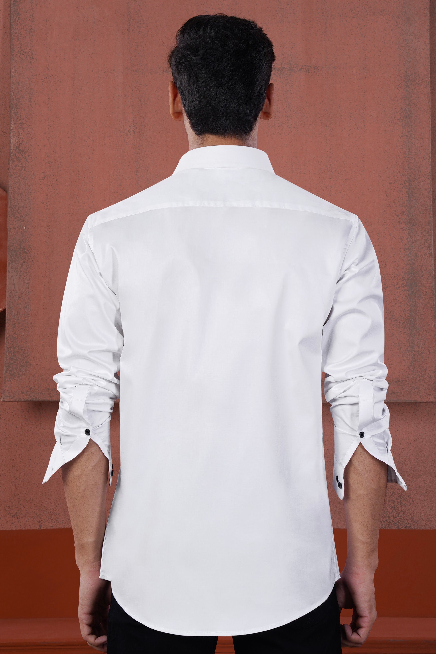 Bright White with Triple Black Asymmetrical Striped Subtle Sheen Super Soft Premium Cotton Designer Shirt