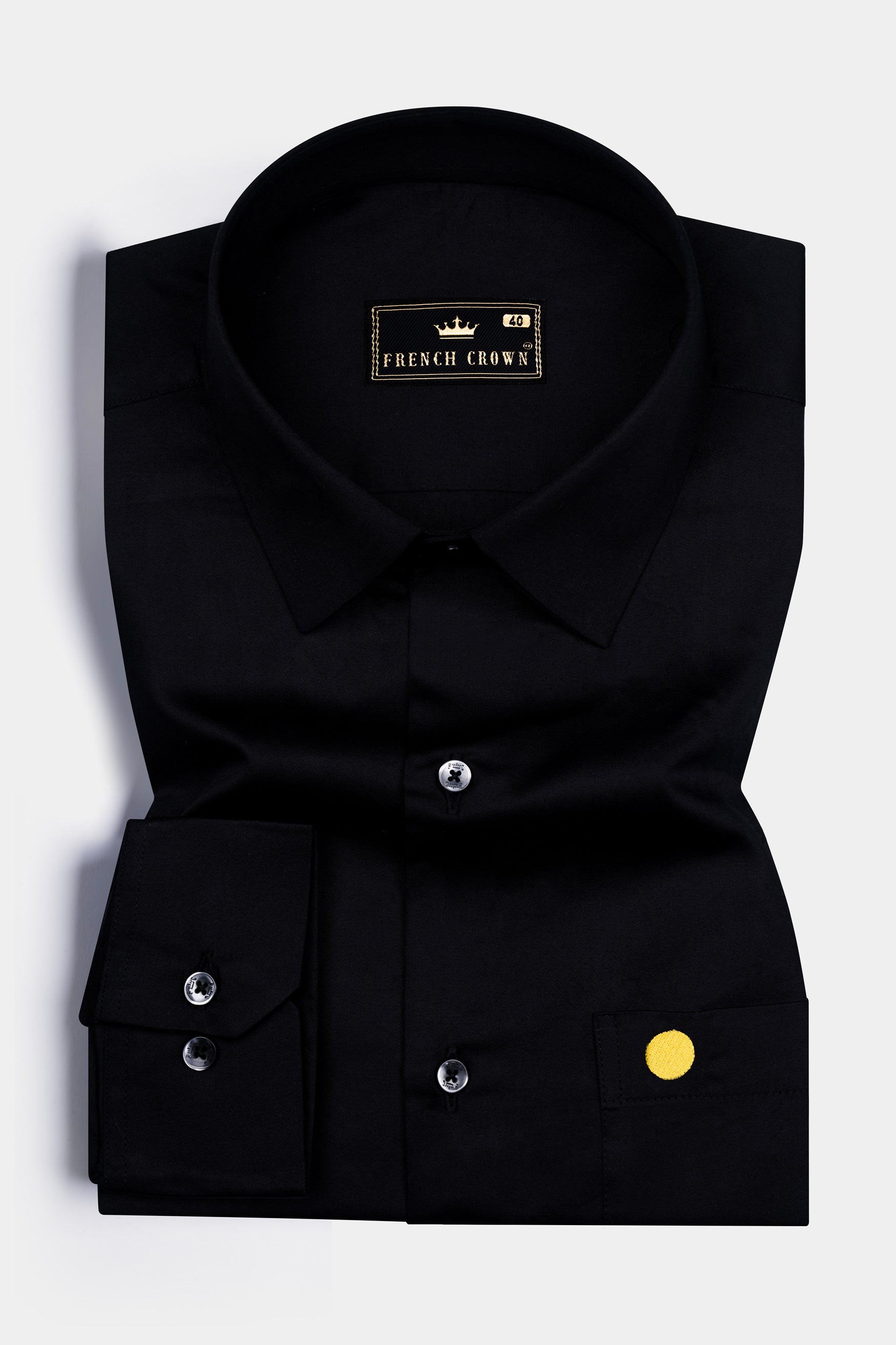 Jade Black Circle Embroidered Subtle Sheen Super Soft Premium Cotton Designer Shirt