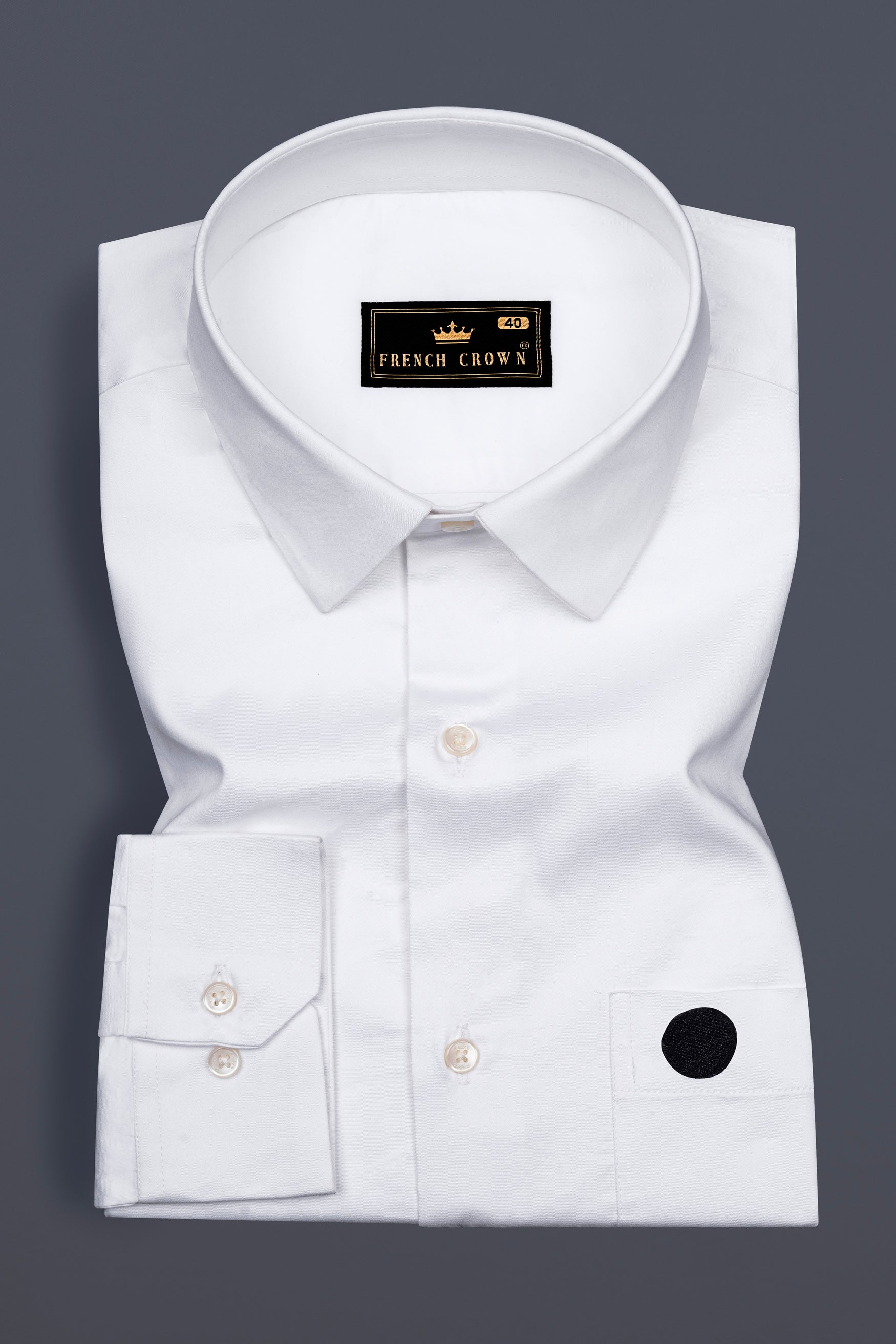 Bright White Circle Embroidered Premium Cotton Designer Shirt