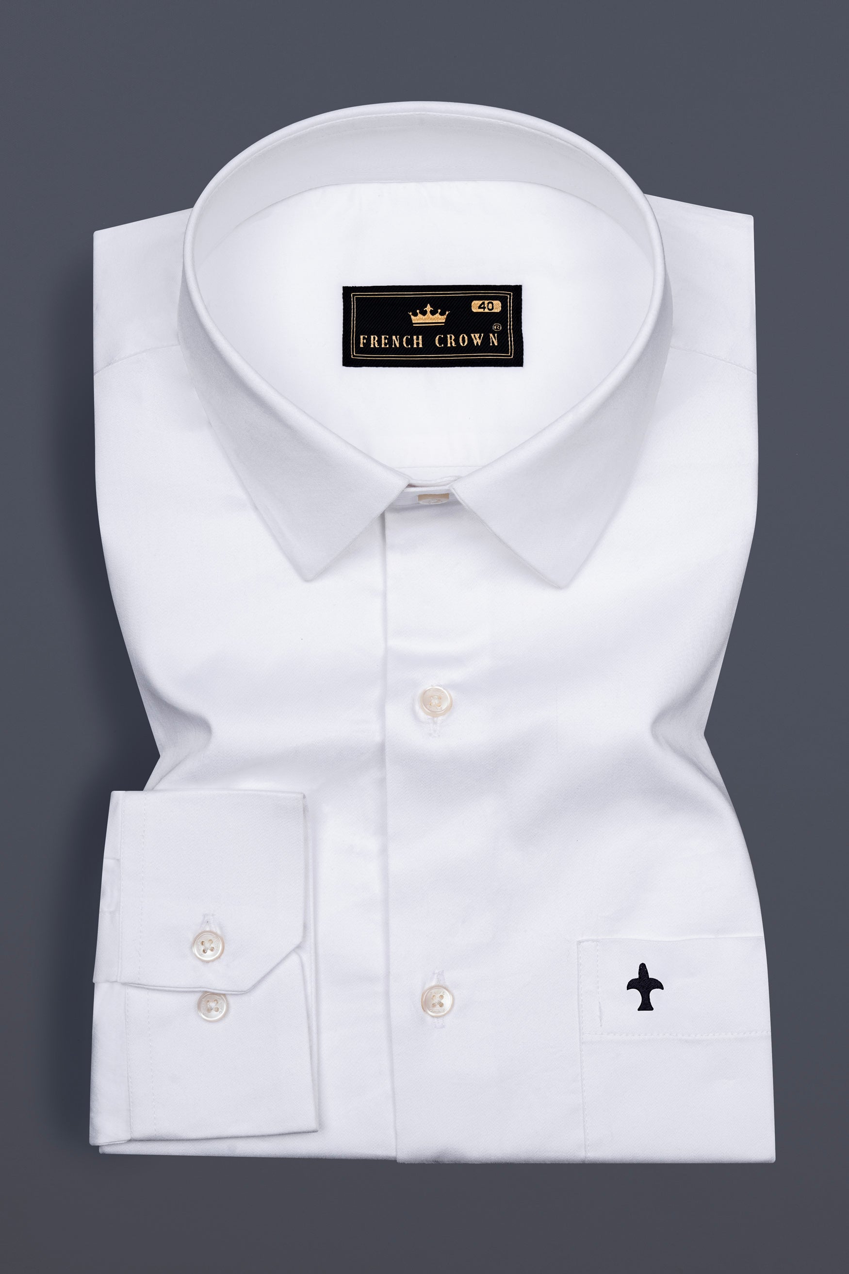 Bright White Brand Element Embroidered Premium Cotton Designer Shirt