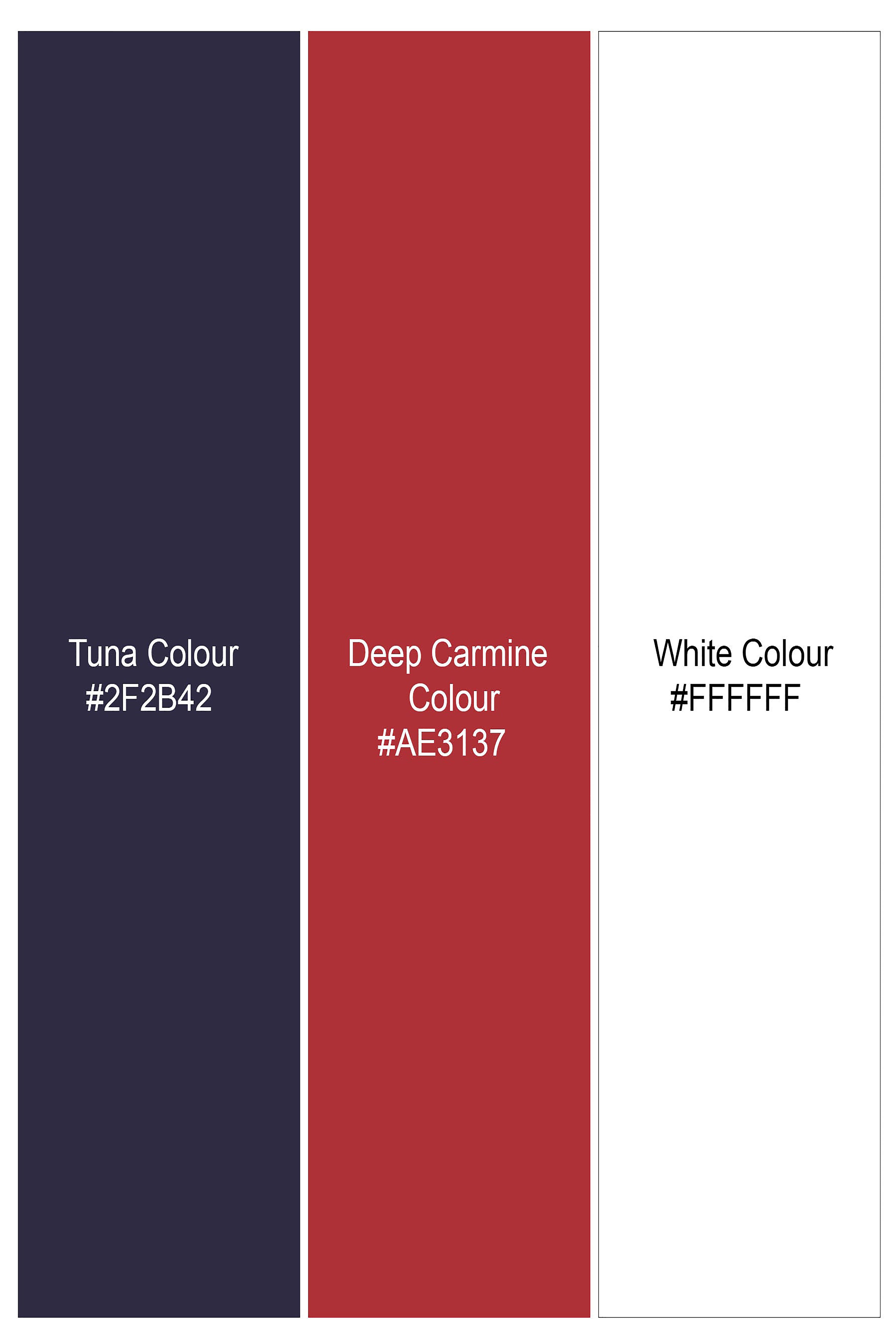 Deep Carmine Red and Tuna Blue Gingham Checkered Royal Oxford Shirt