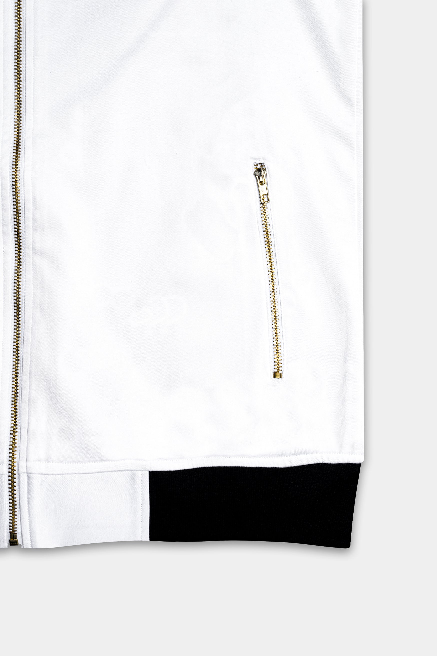 Bright White Lion Embroidered Chambray Designer Bomber Jacket