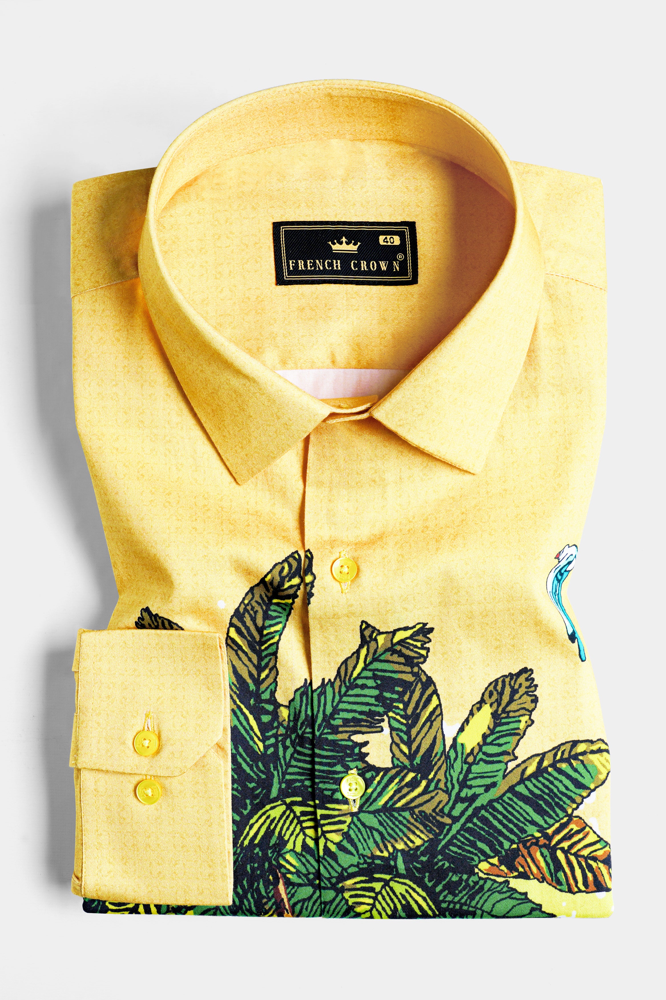 Manilla Yellow and Fem Green Multicolour Funky Printed Subtle Sheen Super Soft Premium Cotton Shirt