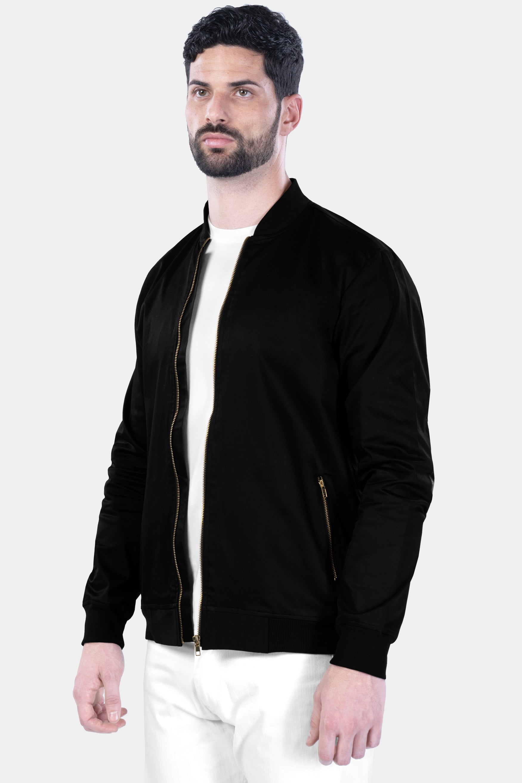 Jade Black French Crown Embroidered Premium Cotton Bomber Jacket