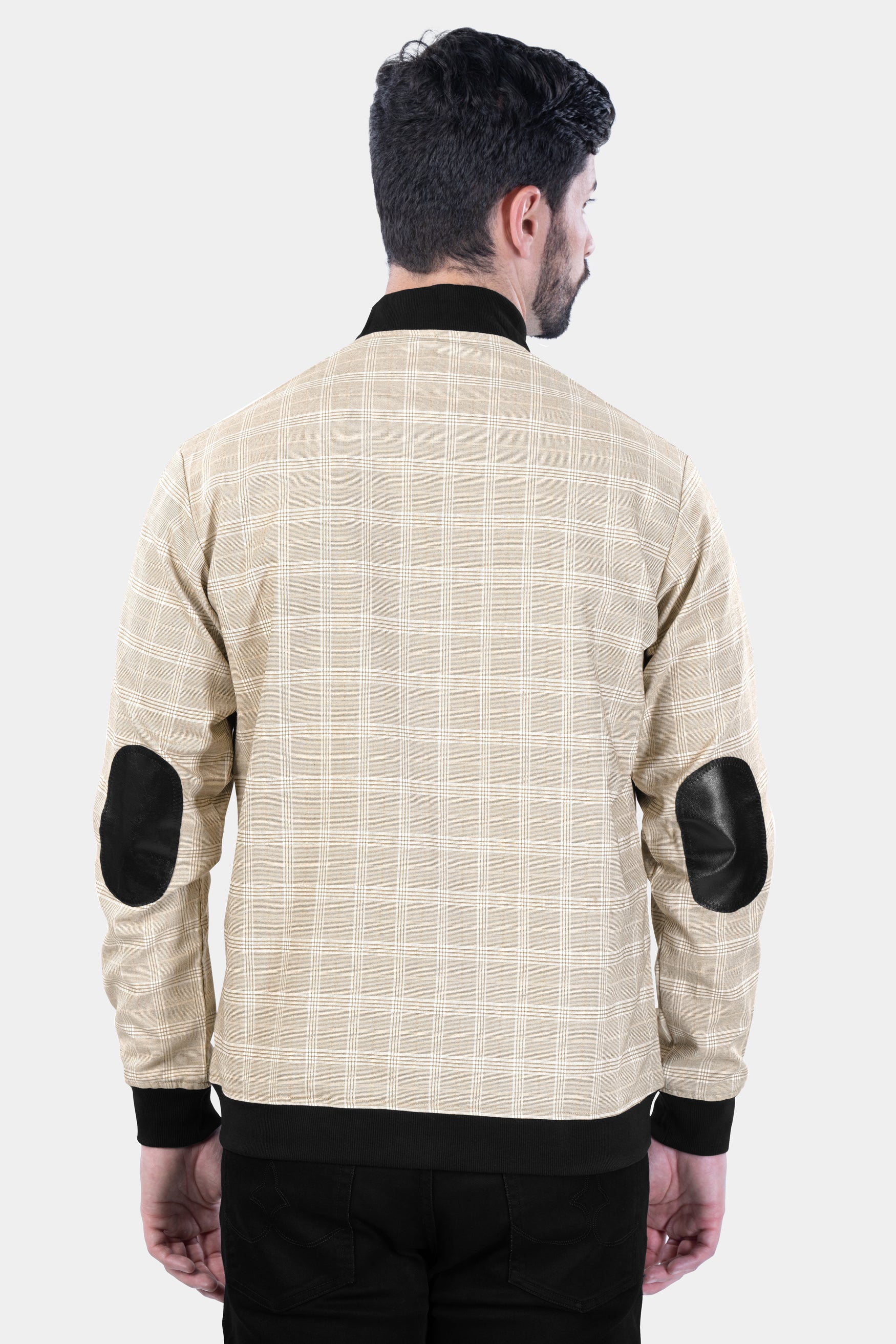 Soft Amber Beige Plaid Premium Cotton Jacket