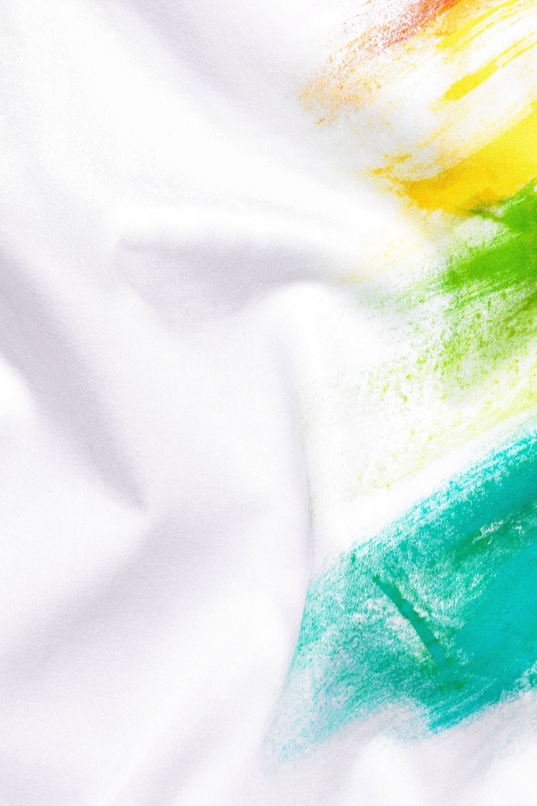 Bright White Multicolour with French Crown Hand Painted Subtle Sheen Super Soft Premium Cotton Designer Shirt