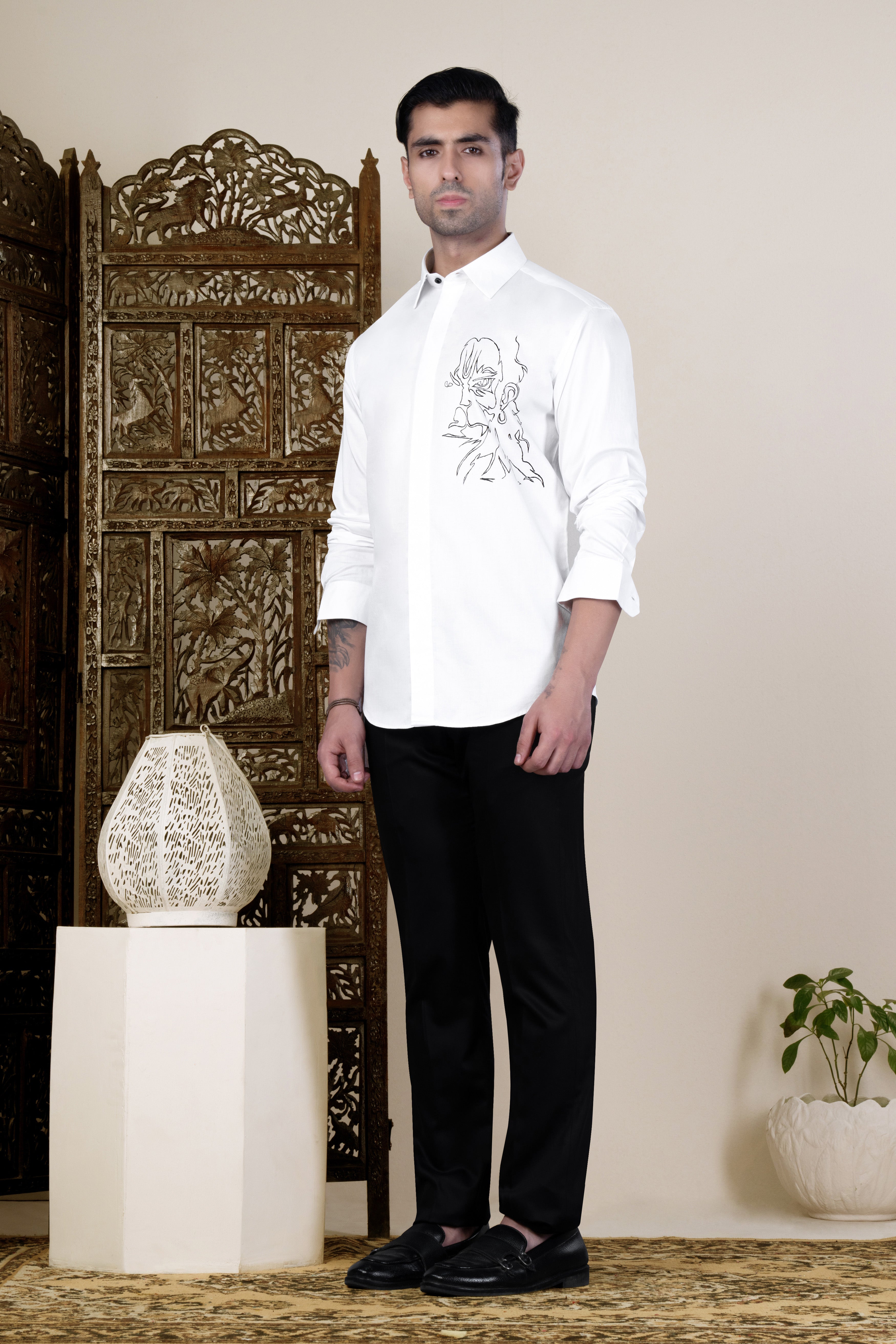 Bright White Lord Hanuman Hand Painted Subtle Sheen Super Soft Premium Cotton Designer Shirt 12170-NP-BLK-P782-38, 12170-NP-BLK-P782-H-38, 12170-NP-BLK-P782-39, 12170-NP-BLK-P782-H-39, 12170-NP-BLK-P782-40, 12170-NP-BLK-P782-H-40, 12170-NP-BLK-P782-42, 12170-NP-BLK-P782-H-42, 12170-NP-BLK-P782-44, 12170-NP-BLK-P782-H-44, 12170-NP-BLK-P782-46, 12170-NP-BLK-P782-H-46, 12170-NP-BLK-P782-48, 12170-NP-BLK-P782-H-48, 12170-NP-BLK-P782-50, 12170-NP-BLK-P782-H-50, 12170-NP-BLK-P782-52, 12170-NP-BLK-P782-H-52