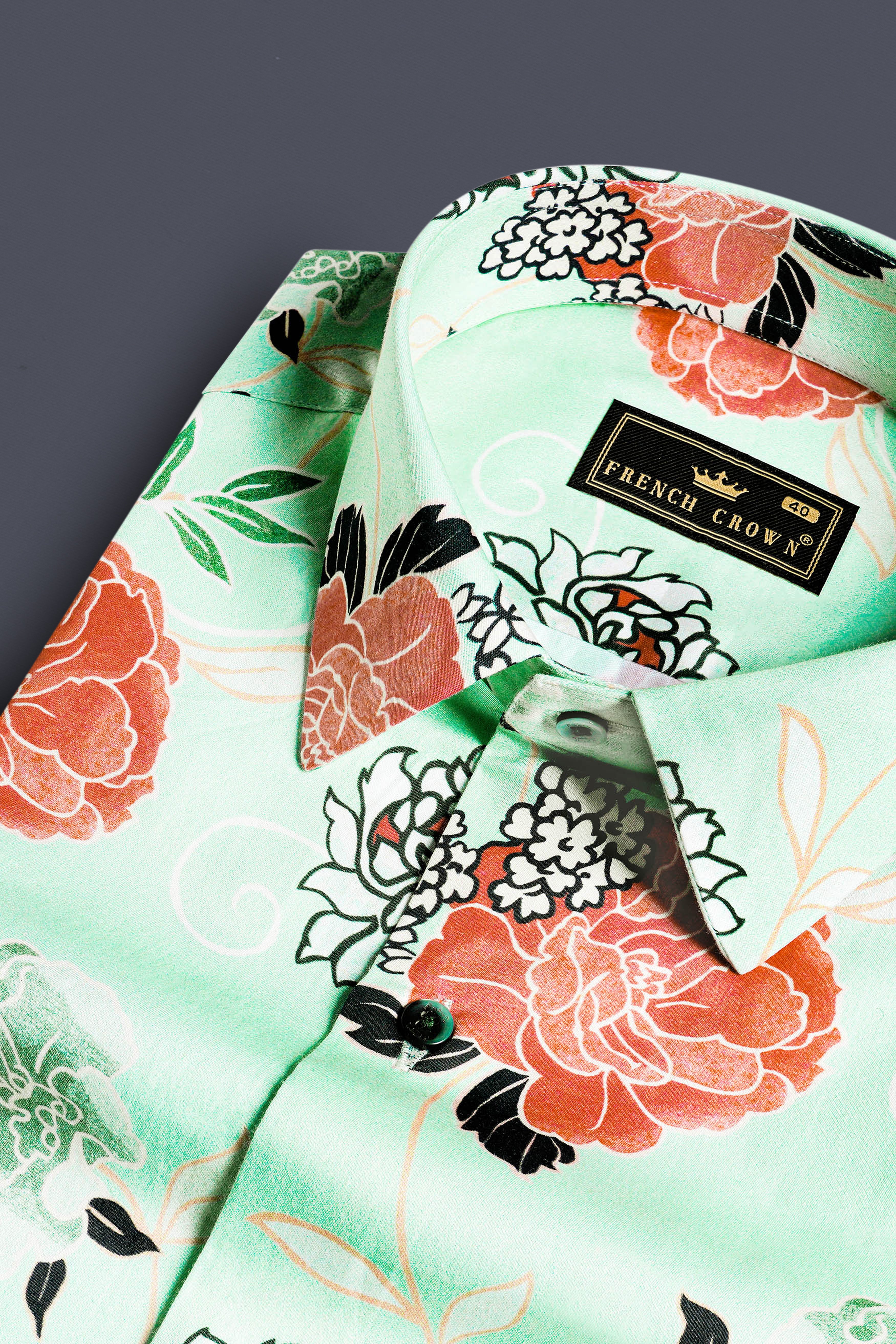 Skeptic Green and Salmon Peach Multicolour Floral Printed Subtle Sheen Super Soft Premium Cotton Shirt