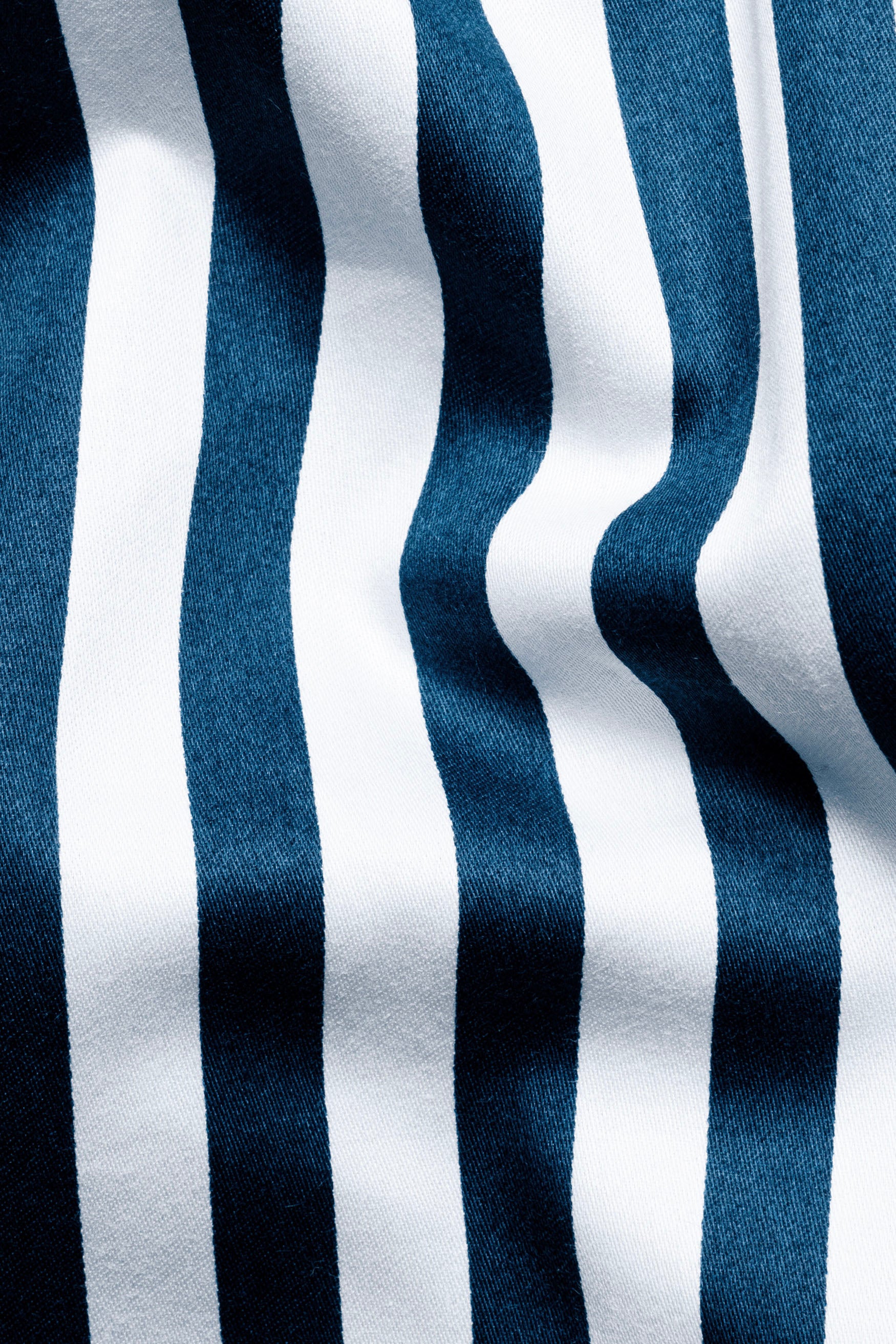 Regal Blue and Bright White Striped Subtle Sheen Super Soft Premium Cotton Designer Shirt