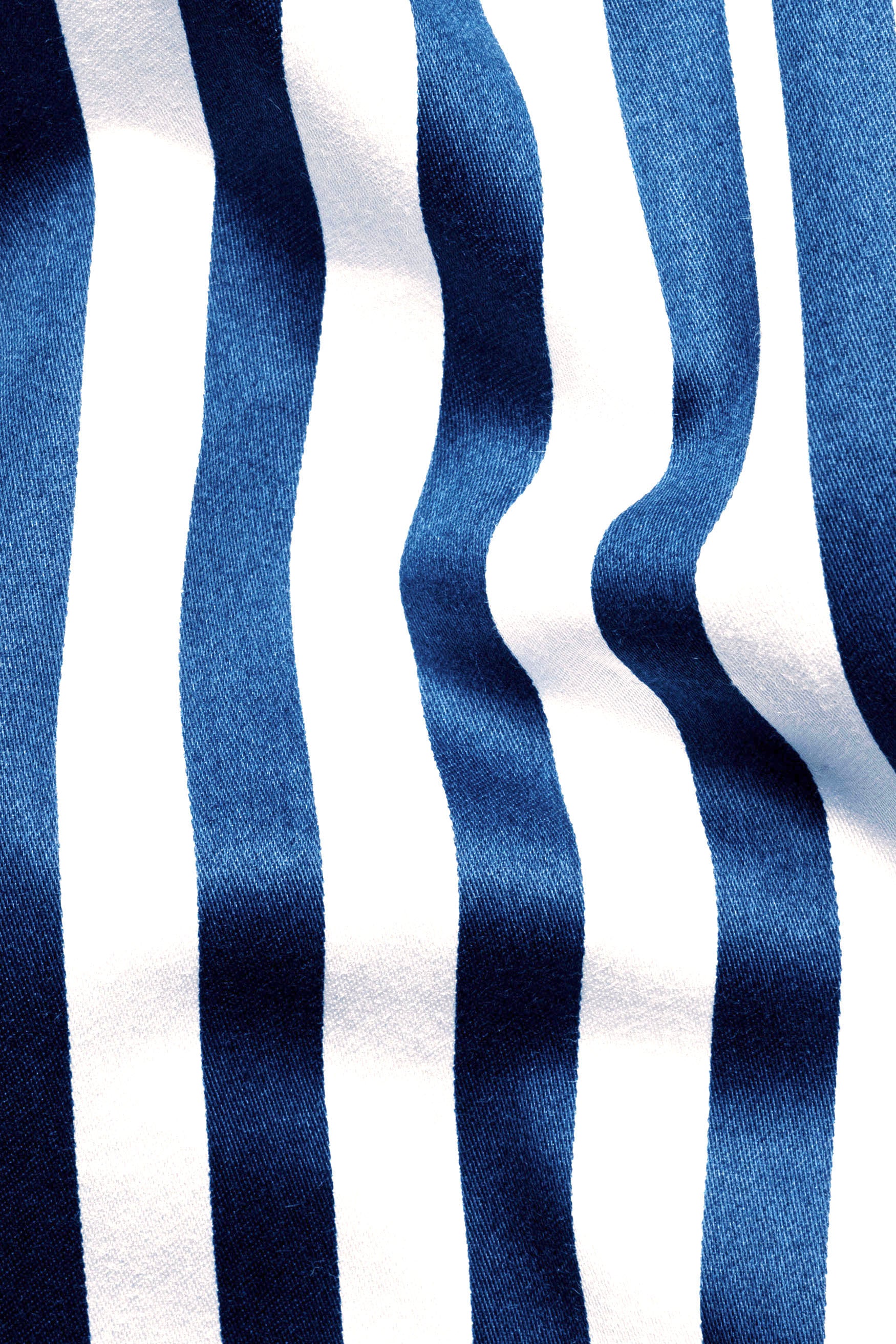 Regal Blue and Bright White Striped Subtle Sheen Super Soft Premium Cotton Designer Shirt