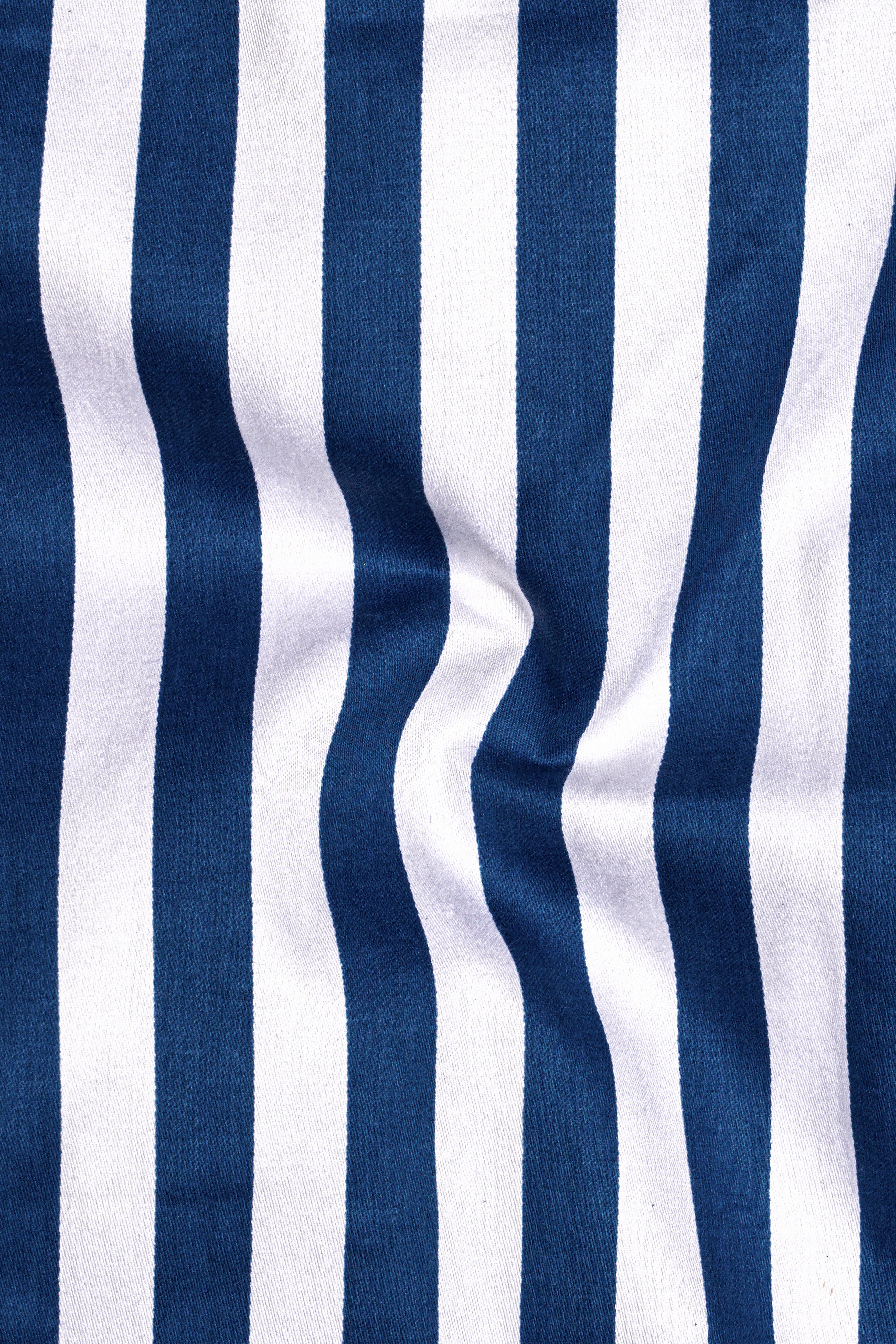 Regal Blue and Bright White Striped Subtle Sheen Super Soft Premium Cotton Designer Shirt