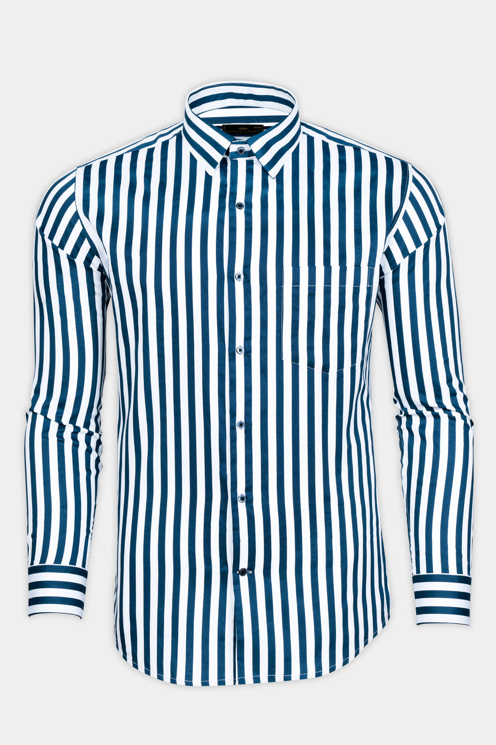 REGAL BLUE AND BRIGHT WHITE STRIPED SUBTLE SHEEN SUPER SOFT PREMIUM COTTON DESIGNER SHIRT