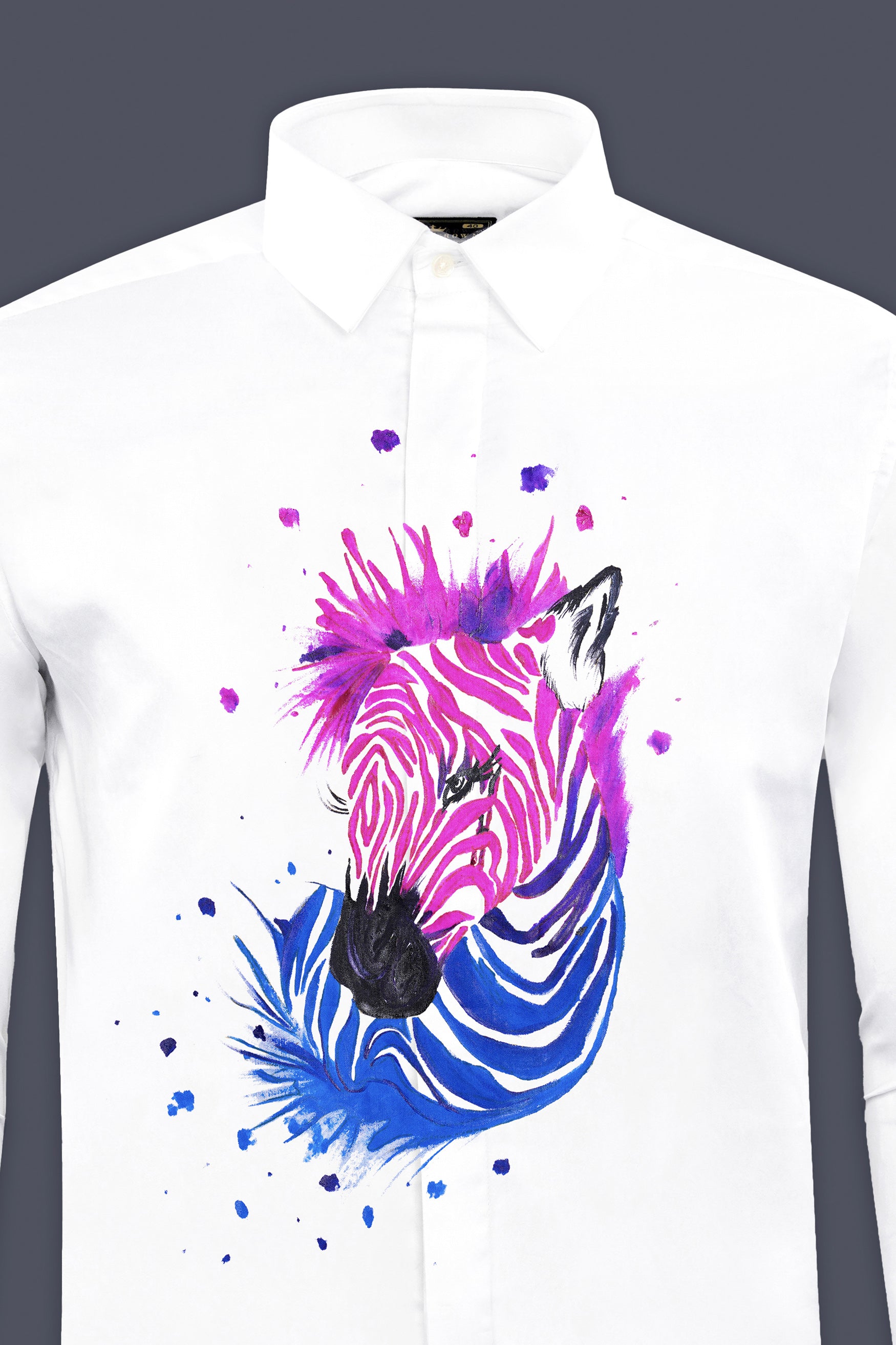 Bright Coloured Zebra hand painted effect Printed Subtle Sheen Super Soft Premium Cotton Designer Shirt