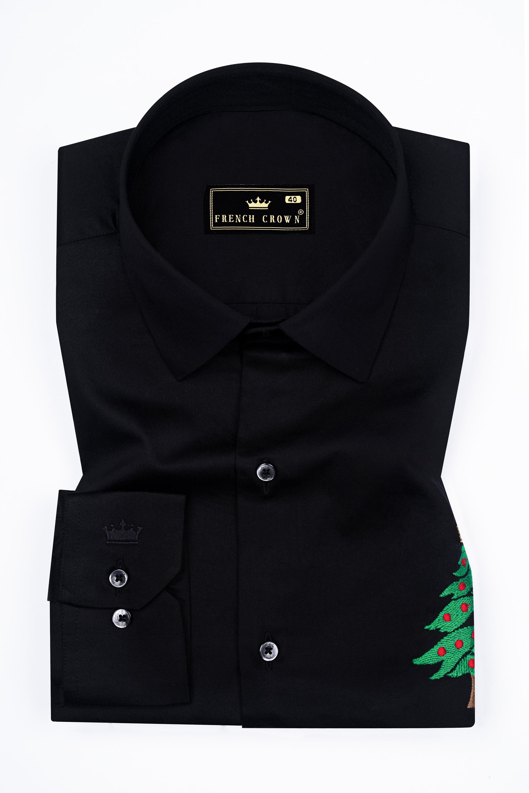 Jade Black Christmas Tree Embroidered Subtle Sheen Super Soft Premium Cotton Designer Shirt 12248-NP-BLK-E382-38, 12248-NP-BLK-E382-H-38, 12248-NP-BLK-E382-39, 12248-NP-BLK-E382-H-39, 12248-NP-BLK-E382-40, 12248-NP-BLK-E382-H-40, 12248-NP-BLK-E382-42, 12248-NP-BLK-E382-H-42, 12248-NP-BLK-E382-44, 12248-NP-BLK-E382-H-44, 12248-NP-BLK-E382-46, 12248-NP-BLK-E382-H-46, 12248-NP-BLK-E382-48, 12248-NP-BLK-E382-H-48, 12248-NP-BLK-E382-50, 12248-NP-BLK-E382-H-50, 12248-NP-BLK-E382-52, 12248-NP-BLK-E382-H-52